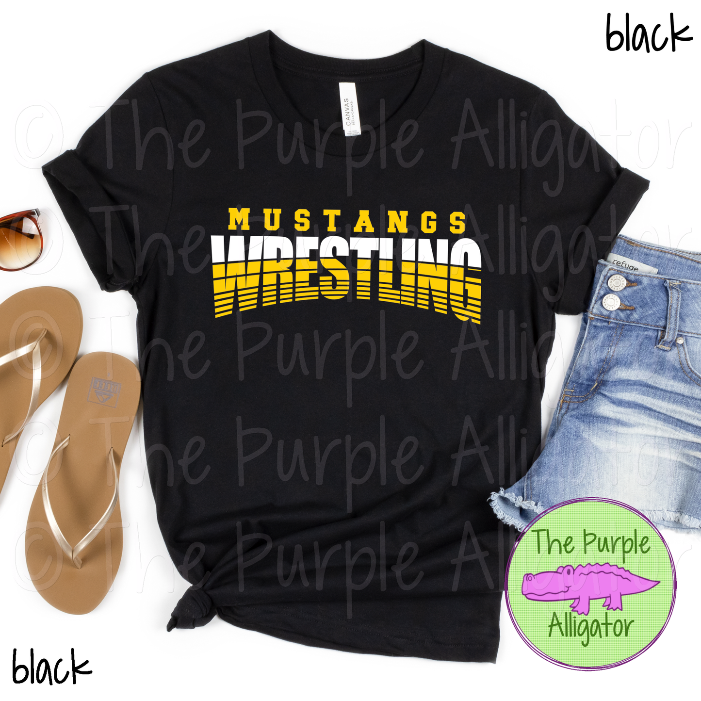 Mustangs Wrestling SC2 Mascot School Spirit - CHOOSE YOUR DESIGN COLORS (d2f TPA)