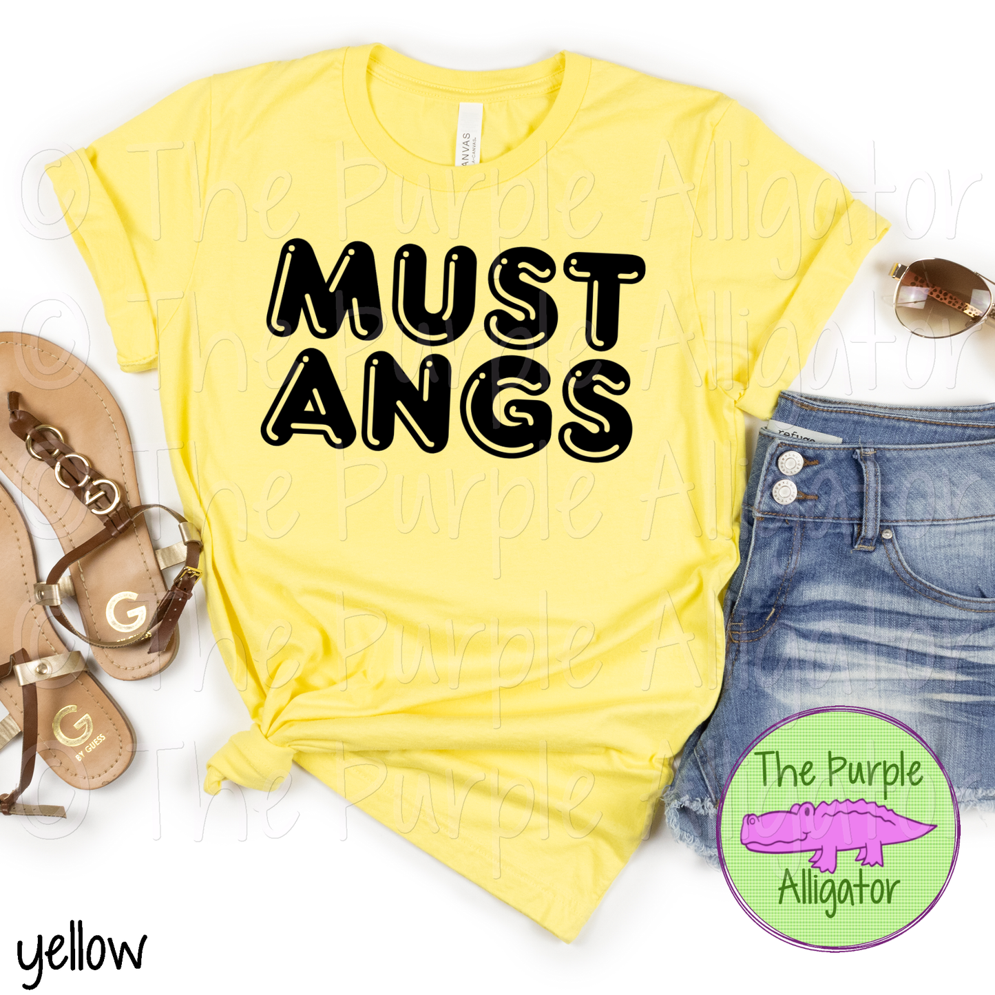 Mustangs Bubble Frft Mascot School Spirit - CHOOSE YOUR TEXT COLOR (d2f TPA)