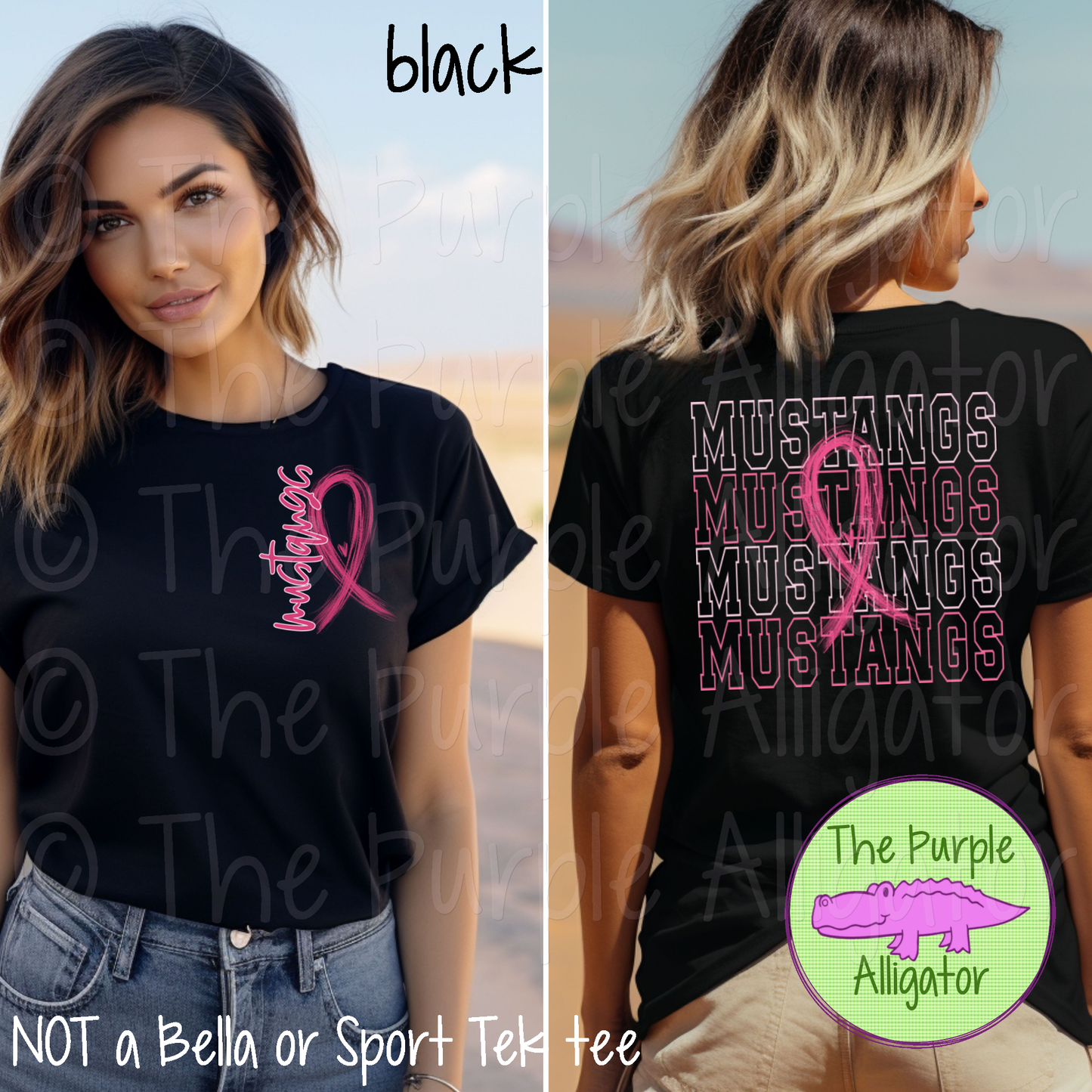 Mustangs Stacked Pink Ribbon Front/Back (d2f SWD)