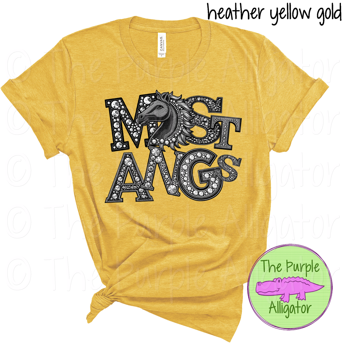 Mustangs Faux Rhinestone Mascot School Spirit (d2f TED)