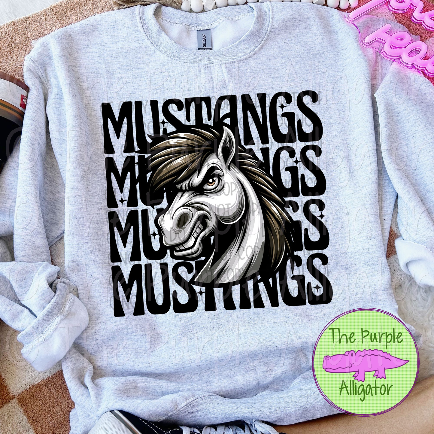 Mustangs Winking Mascot School Spirit (d2f SWD)