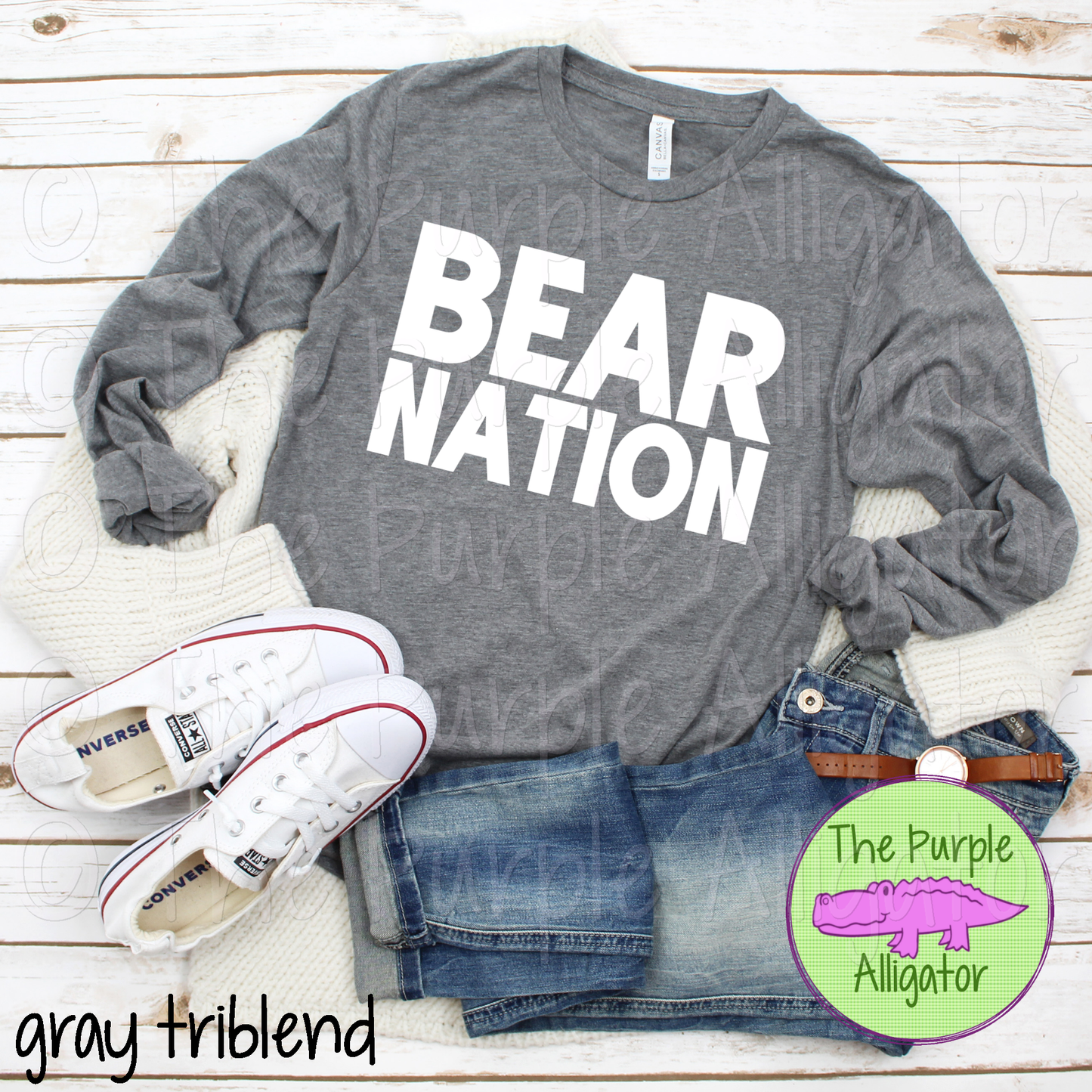 Bear Nation D-O – Modern All-Caps Mascot Nation Spirit Wear Design - CHOOSE YOUR TEXT COLOR 0924 (d2f TPA)