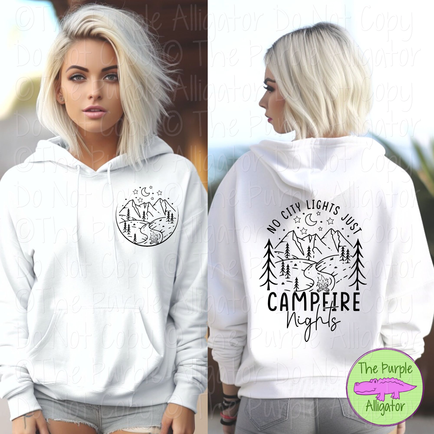 No City Lights Just Campfire Nights - Front & Back Camping Tee 0524 S