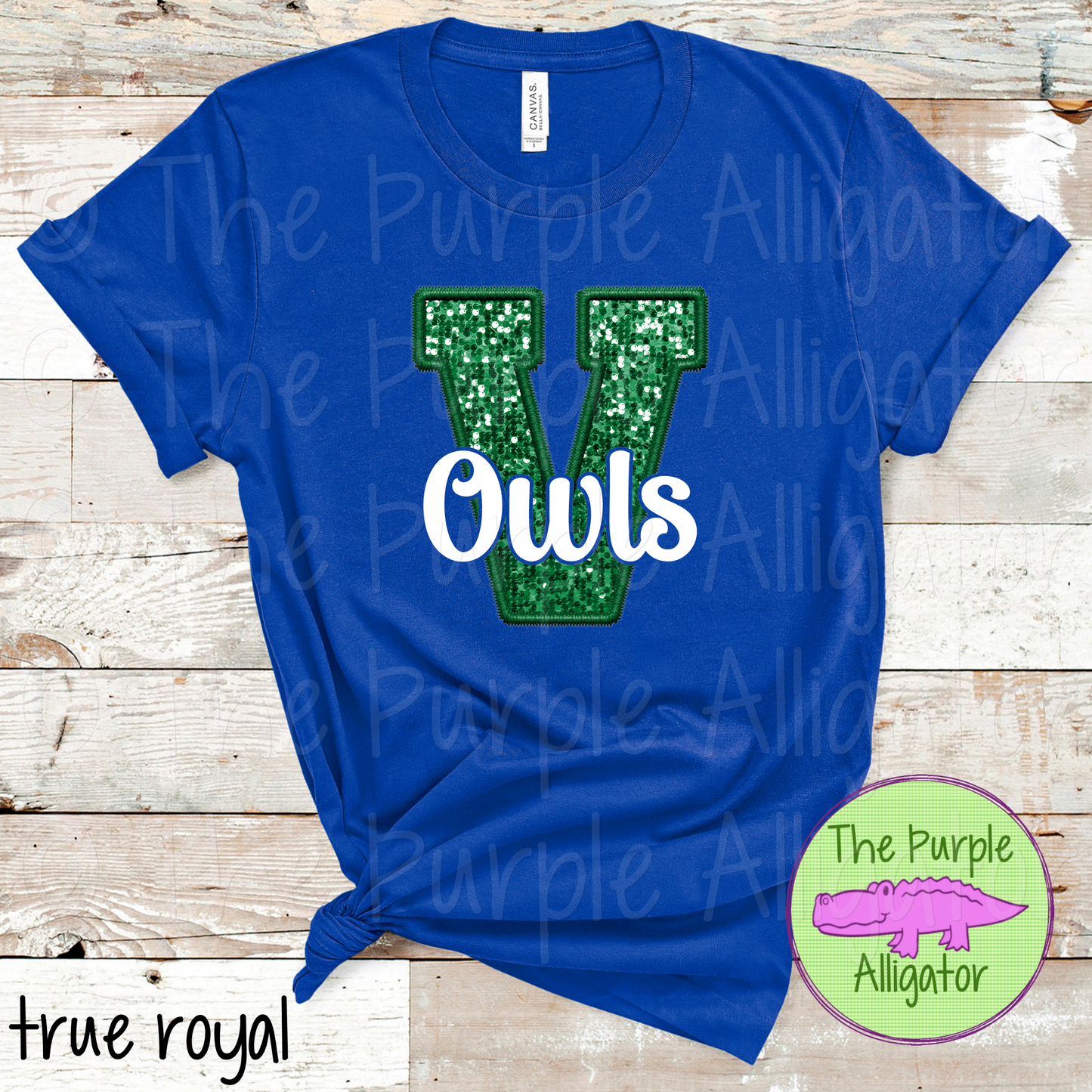 V Viera Owls Faux Sequin Faux Embroidery Mascot School Spirit (d2f TPA)