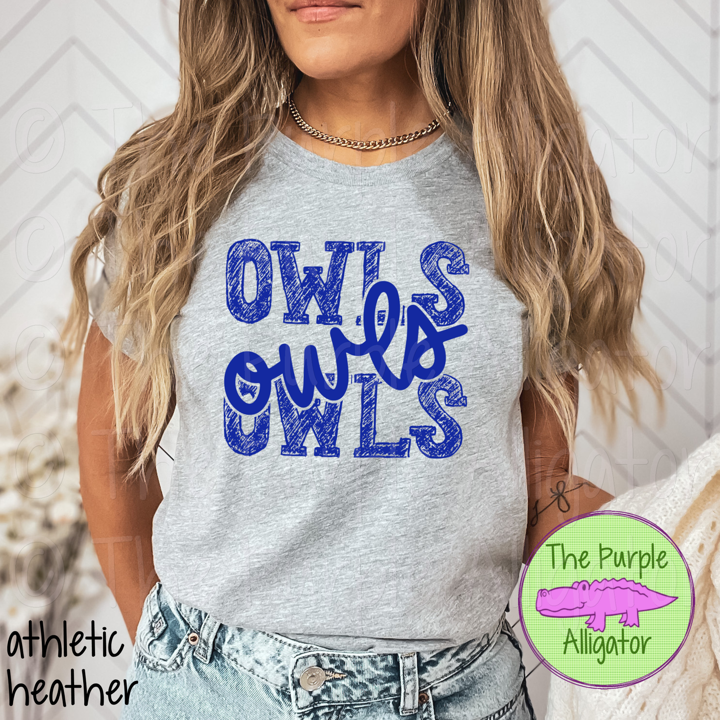 Owls Messy Sketch Mascot School Spirit - CHOOSE YOUR DESIGN COLOR (d2f TPA)