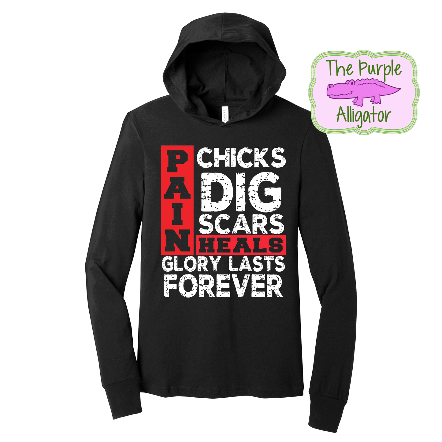 Pain Heals Bella + Canvas Long Sleeve Hooded Tee