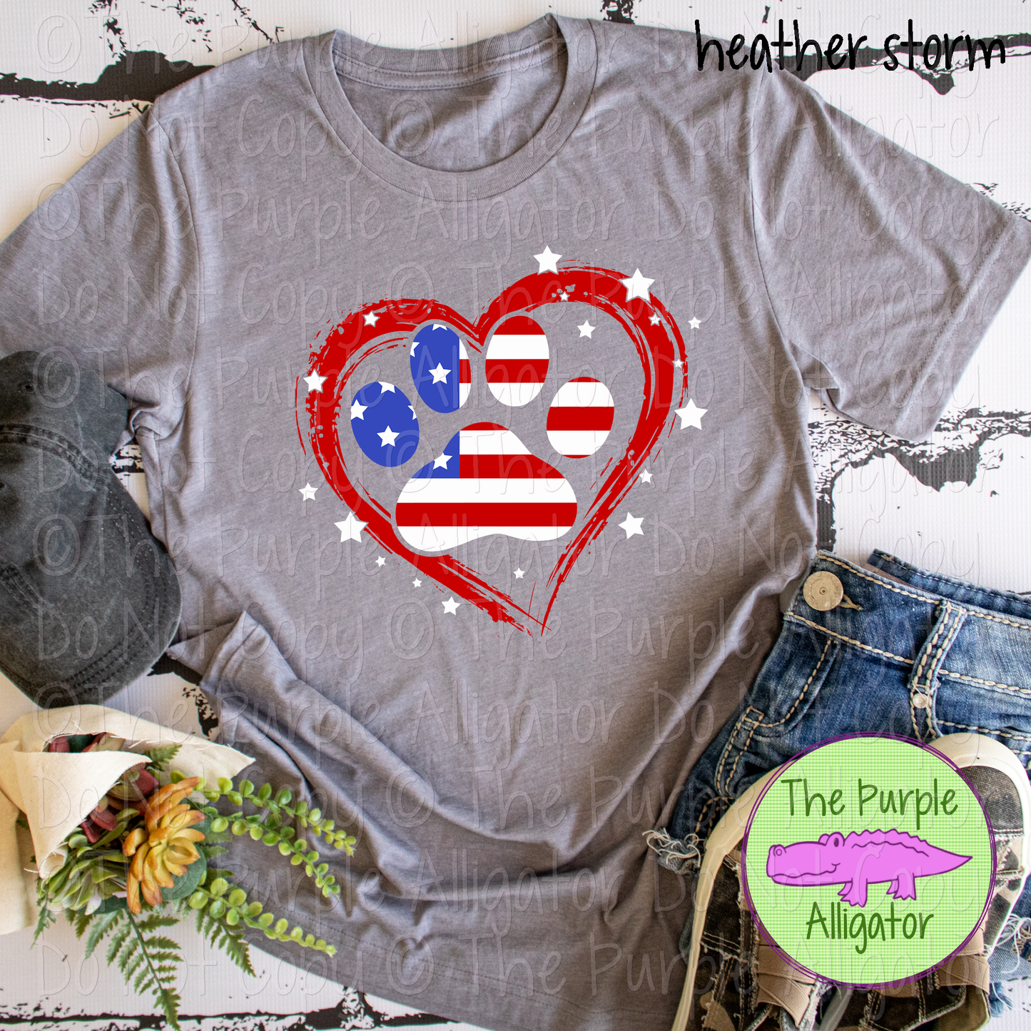 Patriotic Paw Print Heart 0225 (d2f PCS)