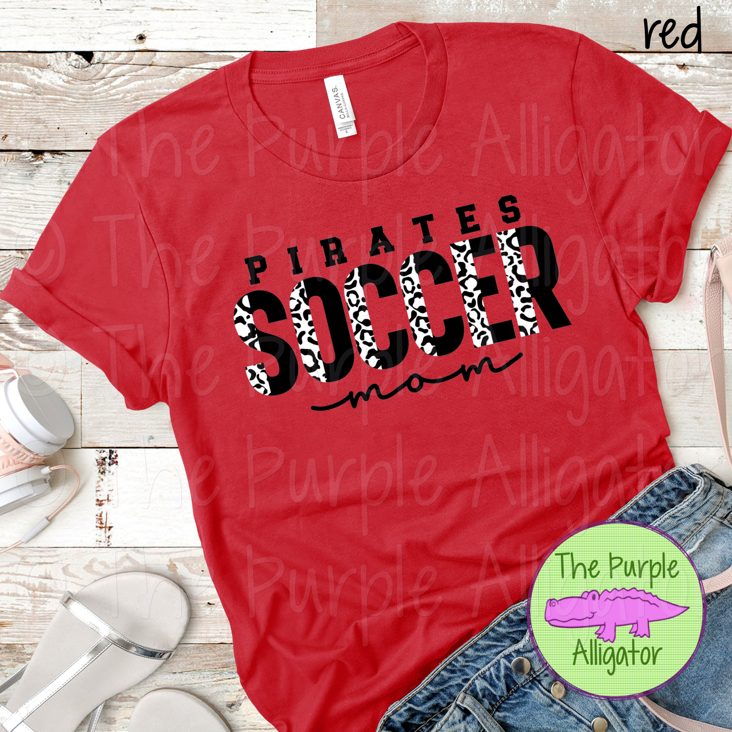 Pirates Soccer Mom SC32 Mascot School Spirit - CHOOSE YOUR DESIGN COLORS (d2f TPA)