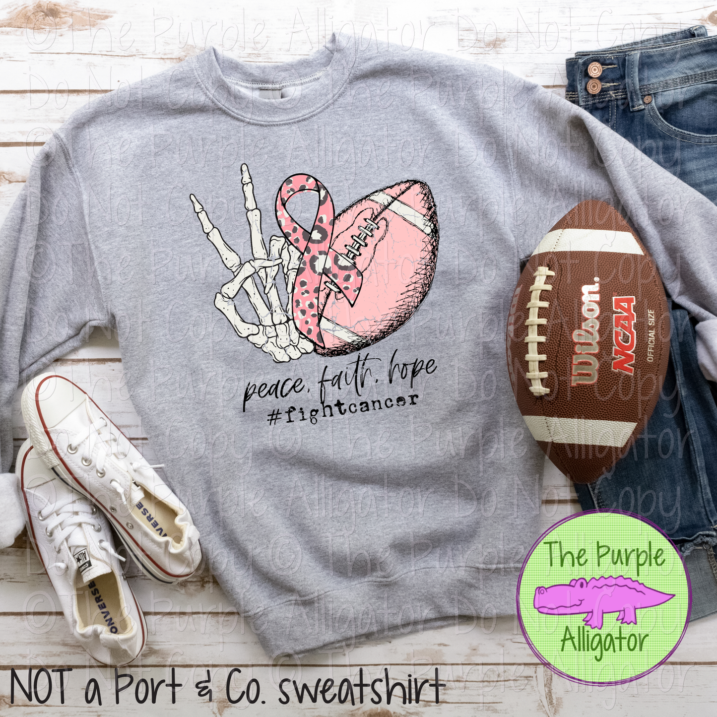 Peace Faith Hope Football Pink Ribbon DISTRESSED 1022 (d2f HMD)