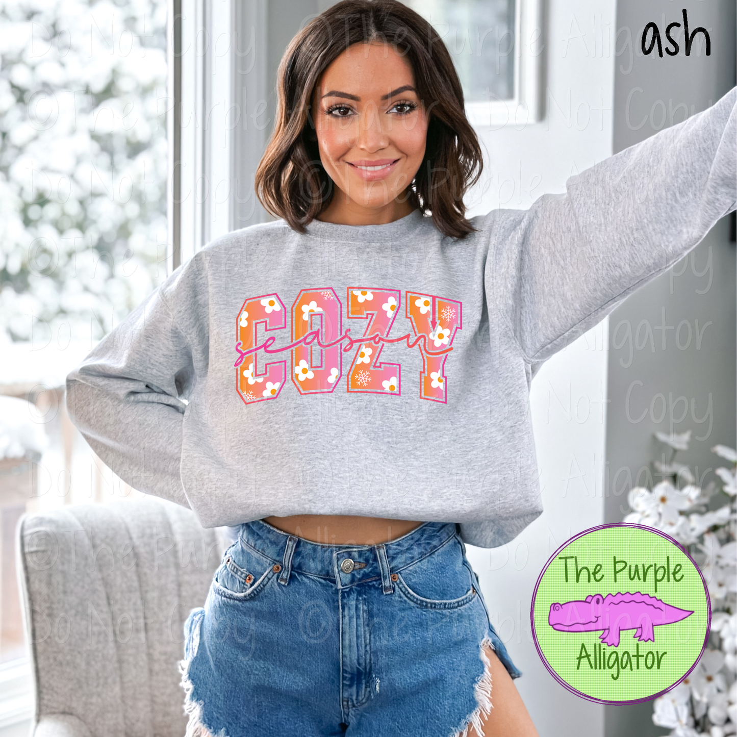 Pink Orange Floral Cozy Season Retro Winter Design 0825 (d2f MD)