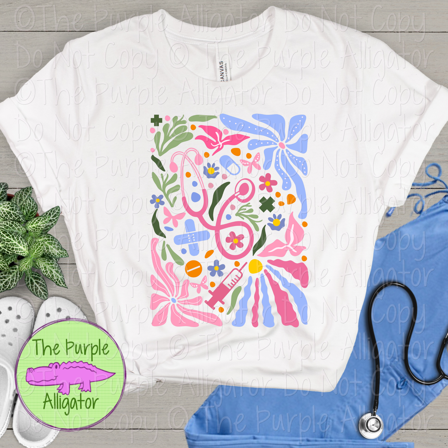 Pink Stethoscope Nurse Boho Floral 1024 (d2f RG)