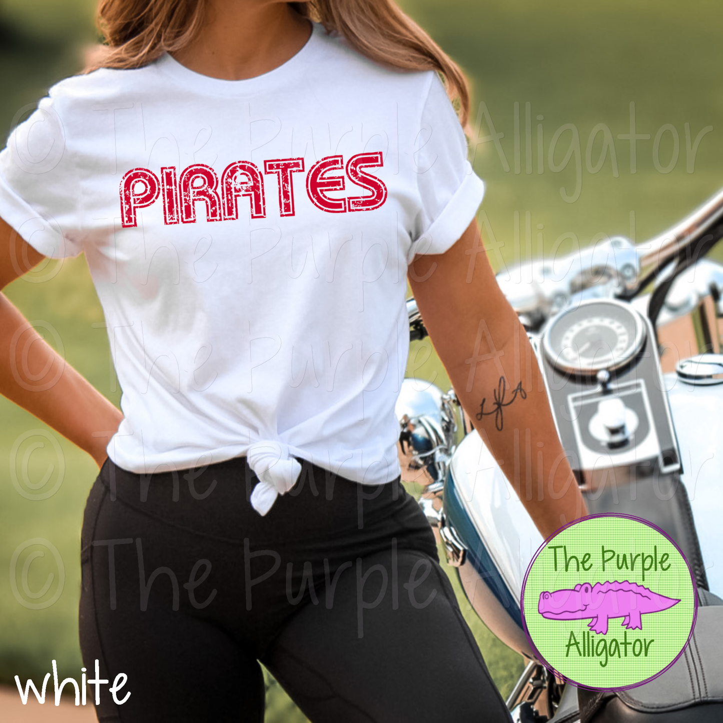 Pirates MGIR Distressed Mascot School Spirit - CHOOSE YOUR TEXT COLOR (d2f TPA)