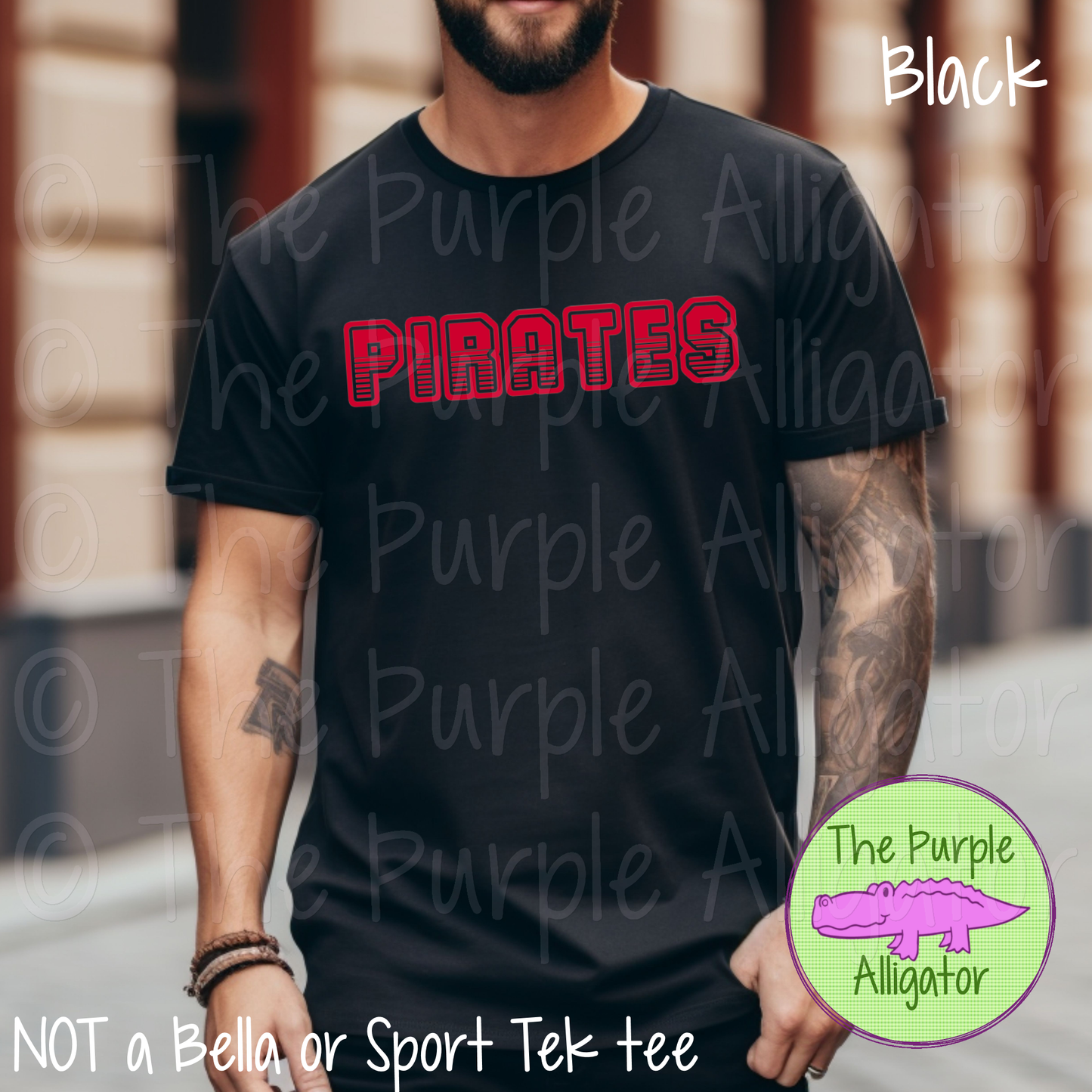 Pirates T401 Mascot School Spirit - CHOOSE YOUR TEXT COLOR (d2f TPA)