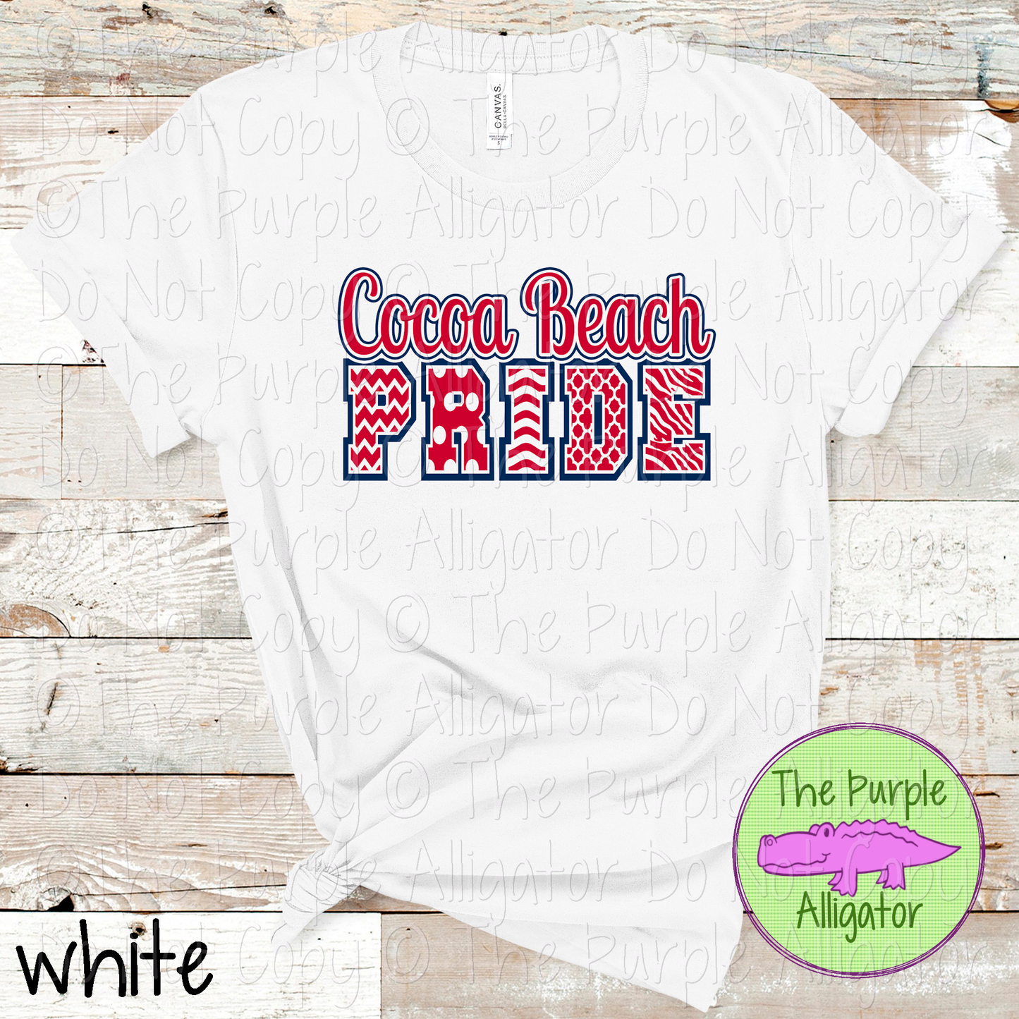 Cocoa Beach Patterned Pride | Varsity Spirit Wear with Bold Pattern Lettering | CHOOSE YOUR DESIGN COLORS 0925 (d2f TPA)