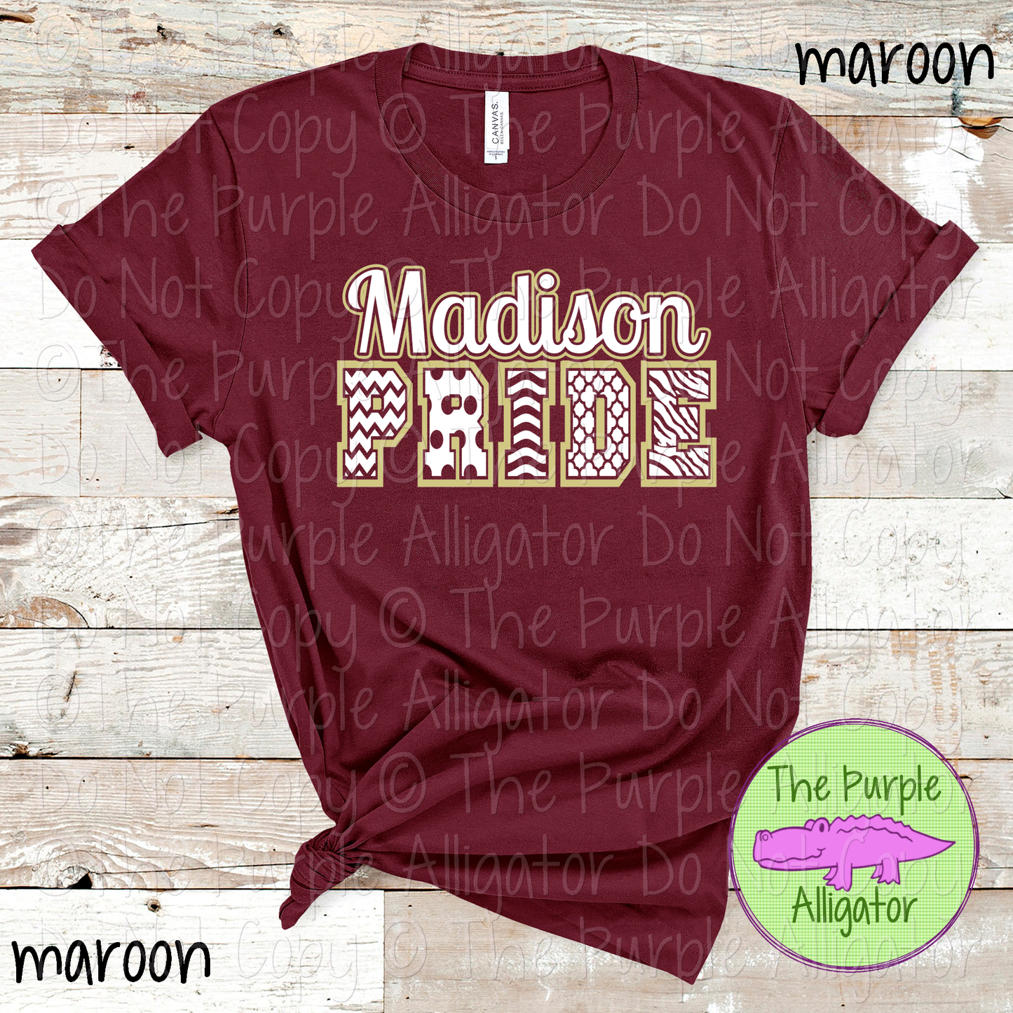 Madison Patterned Pride | Varsity Spirit Wear with Bold Pattern Lettering | CHOOSE YOUR DESIGN COLORS 0925 (d2f TPA)