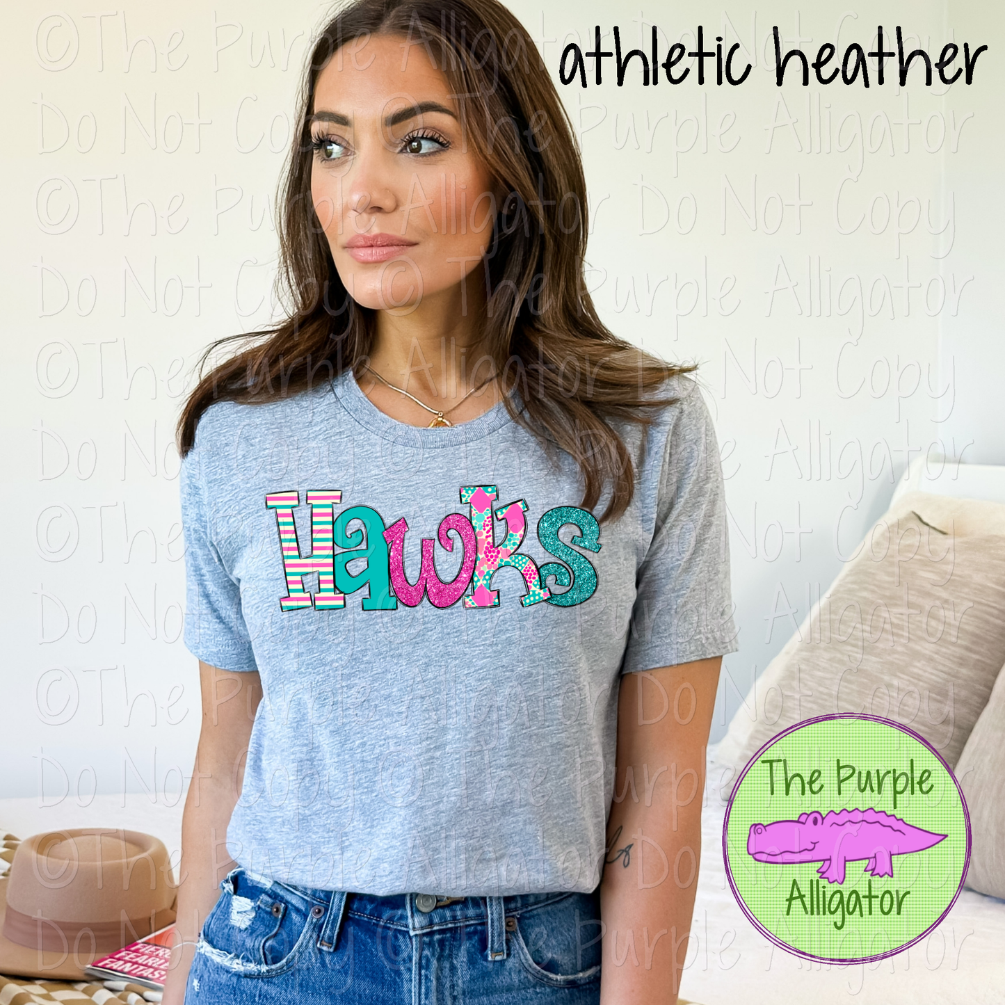Hawks Preppy Circles Mascot School Spirit 0225 (d2f OCo)