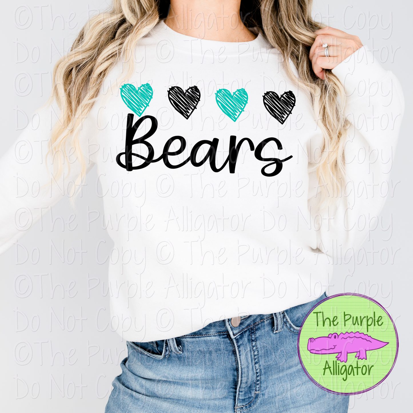 Bears Quad Hearts Mascot School Spirit CHOOSE YOUR DESIGN COLORS 0225 (d2f TPA)