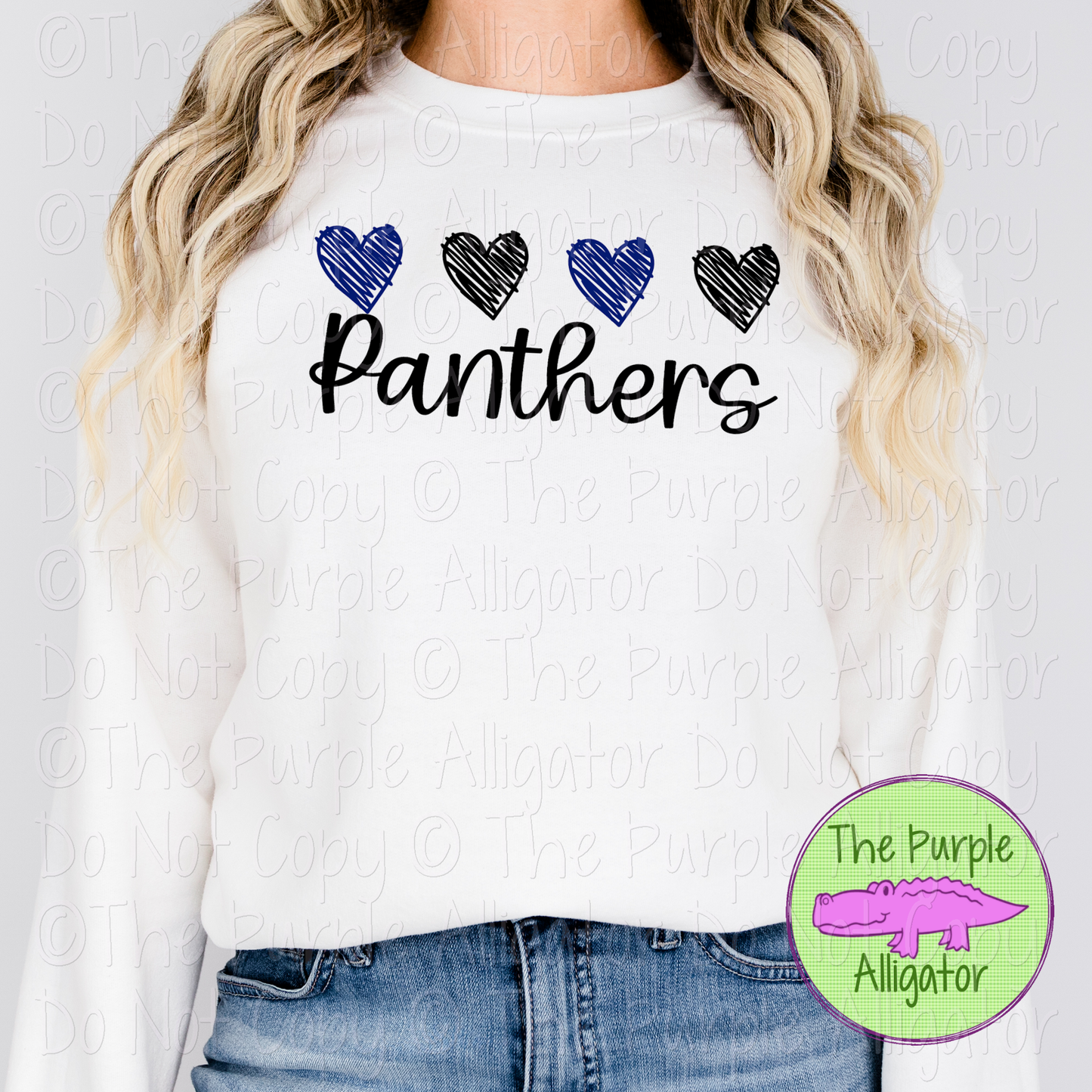 Panthers Quad Hearts Mascot School Spirit CHOOSE YOUR DESIGN COLORS 0225 (d2f TPA)