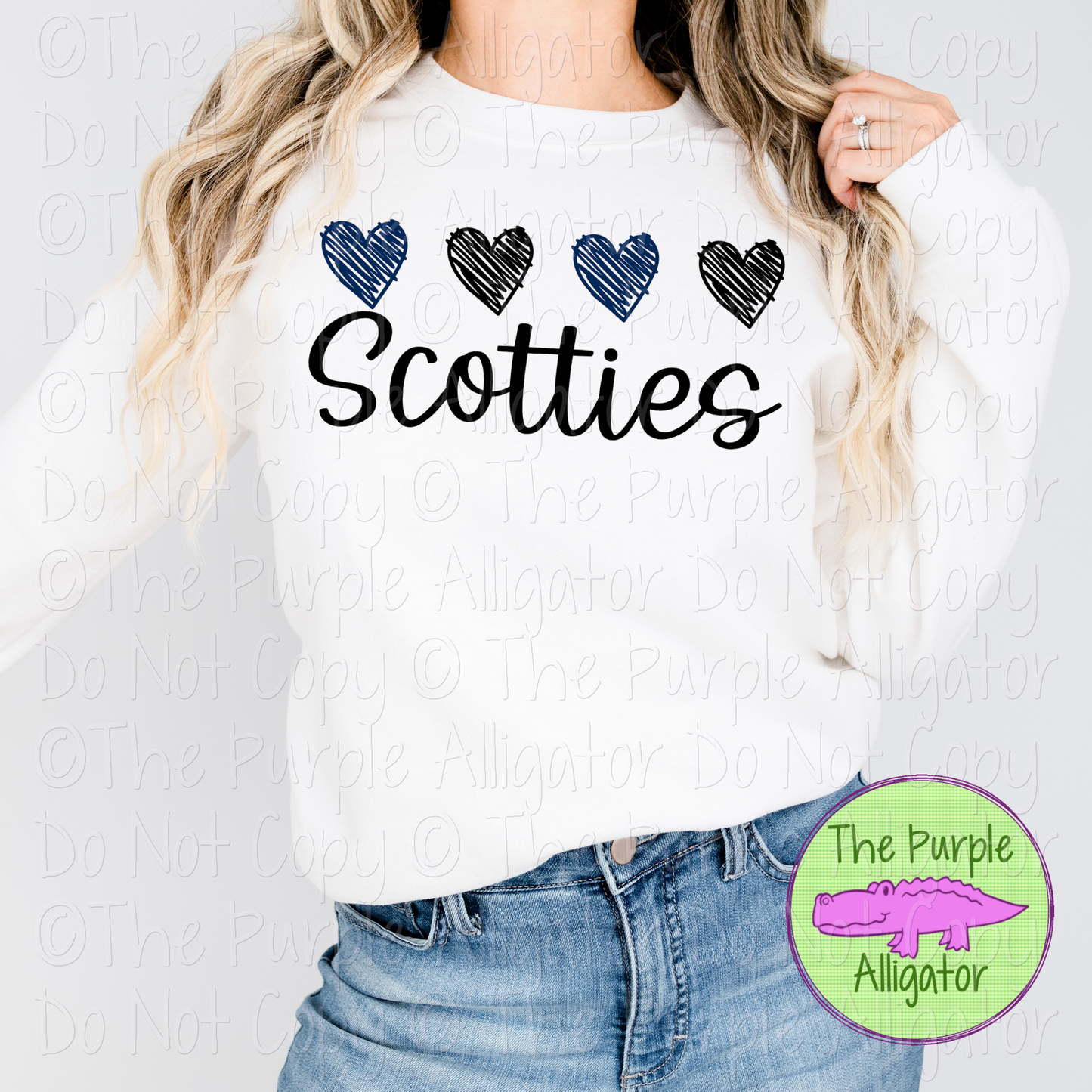 Scotties Quad Hearts Mascot School Spirit CHOOSE YOUR DESIGN COLORS 0225 (d2f TPA)