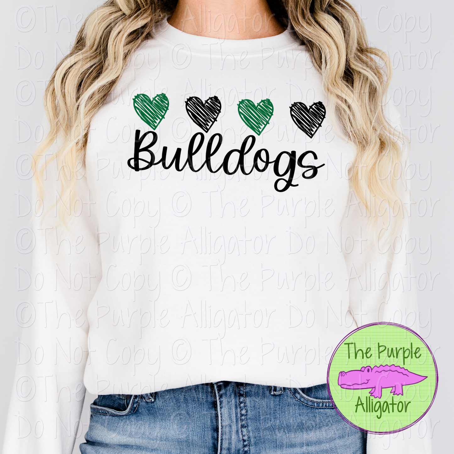 Bulldogs Quad Hearts Mascot School Spirit CHOOSE YOUR DESIGN COLORS 0225 (d2f TPA)