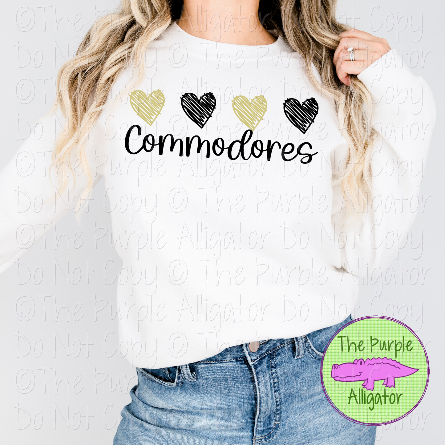 Commodores Quad Hearts Mascot School Spirit CHOOSE YOUR DESIGN COLORS 0225 (d2f TPA)
