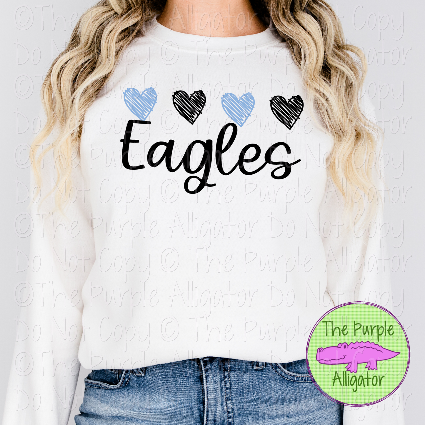 Eagles Quad Hearts Mascot School Spirit CHOOSE YOUR DESIGN COLORS 0225 (d2f TPA)