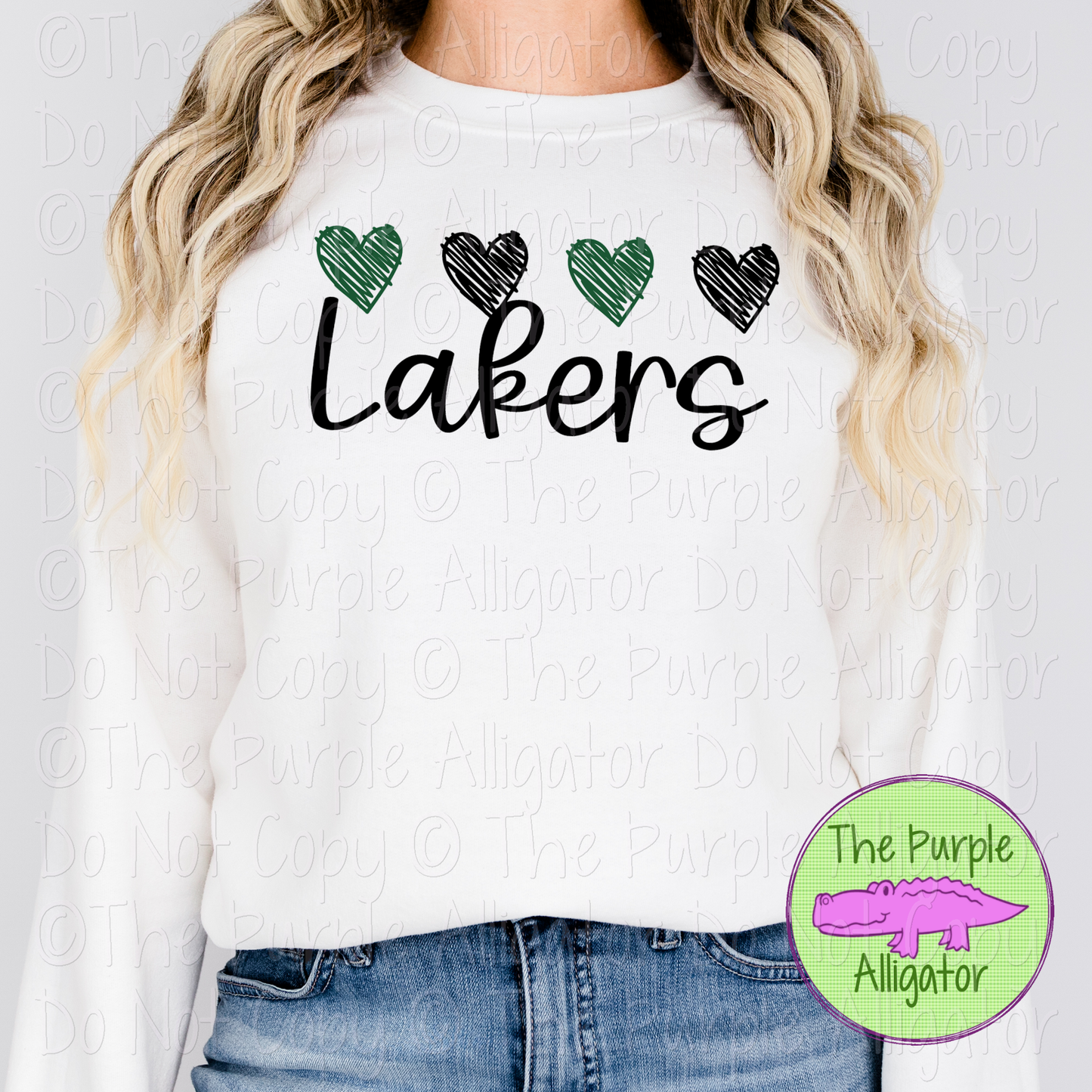 Lakers Quad Hearts Mascot School Spirit CHOOSE YOUR DESIGN COLORS 0225 (d2f TPA)