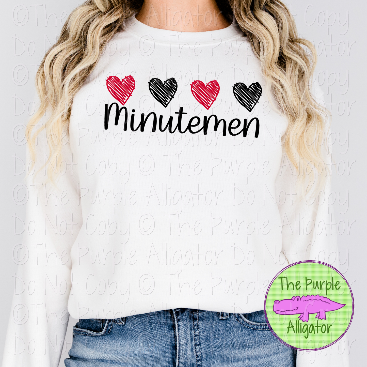 Minutemen Quad Hearts Mascot School Spirit CHOOSE YOUR DESIGN COLORS 0225 (d2f TPA)