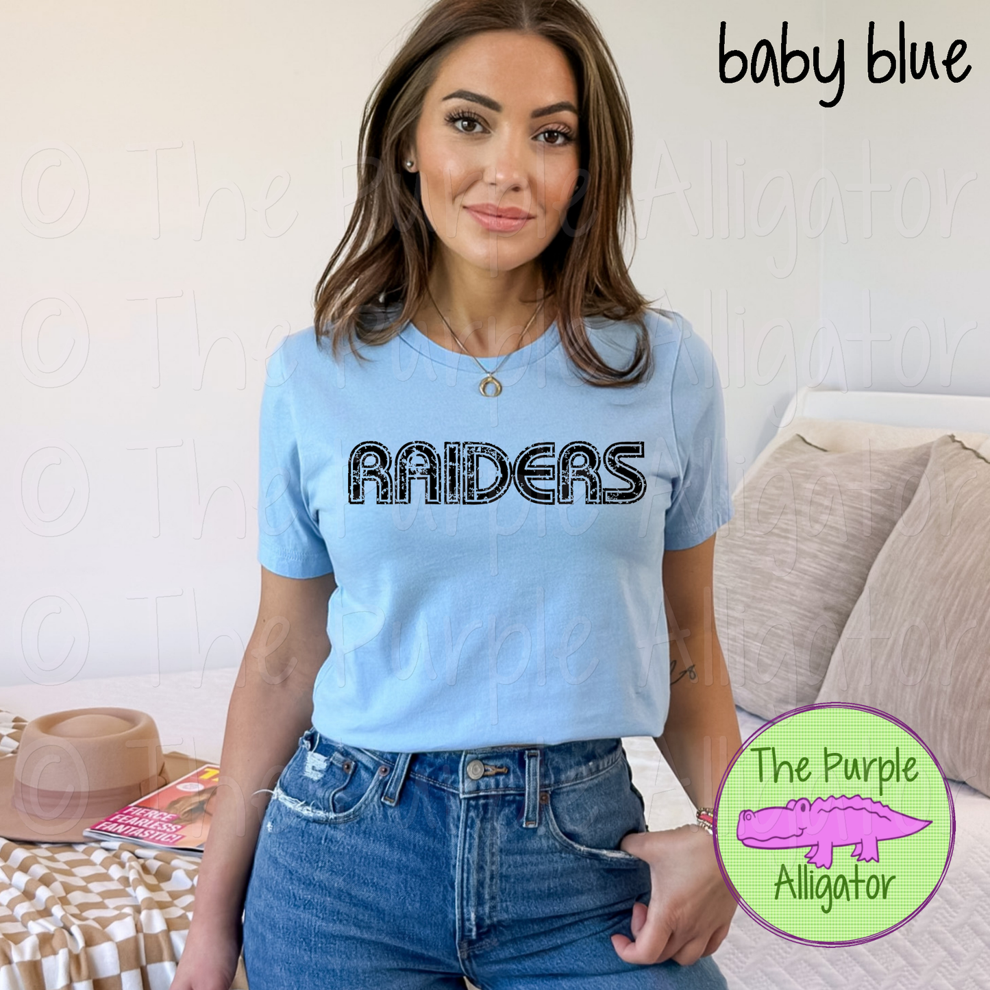 Raiders MGIR Distressed Mascot School Spirit - CHOOSE YOUR TEXT COLOR (d2f TPA)