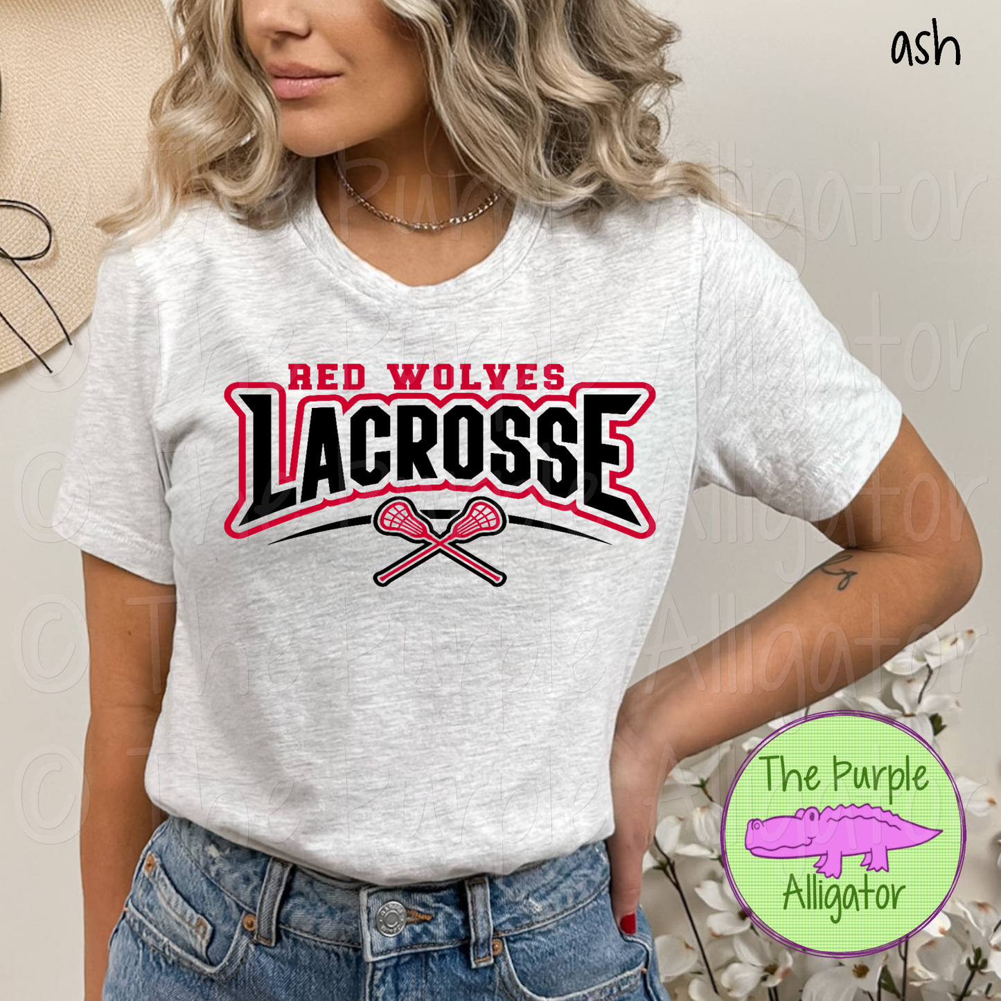Red Wolves Lacrosse SC008 Mascot School Spirit - CHOOSE YOUR DESIGN COLORS (d2f TPA)