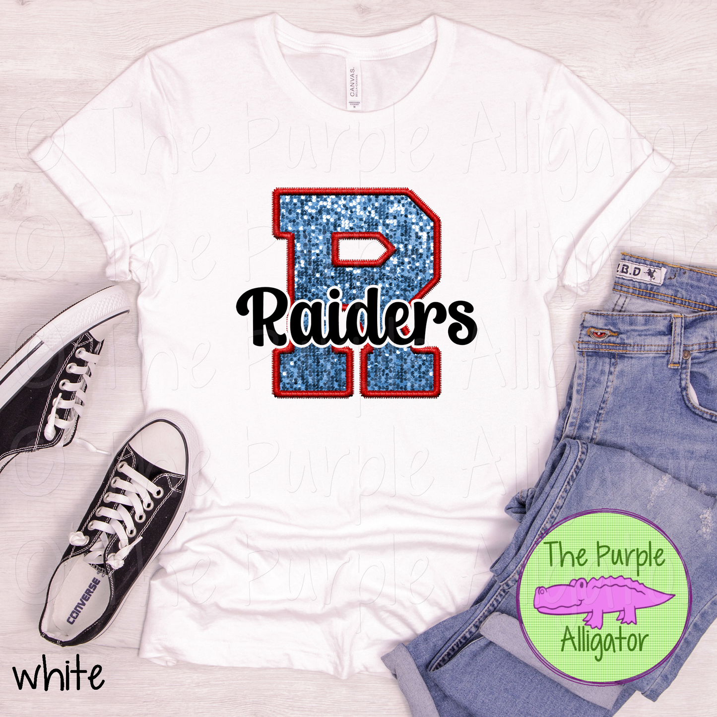 Rockledge R Raiders Black Faux Embroidery Mascot School Spirit (d2f TPA)