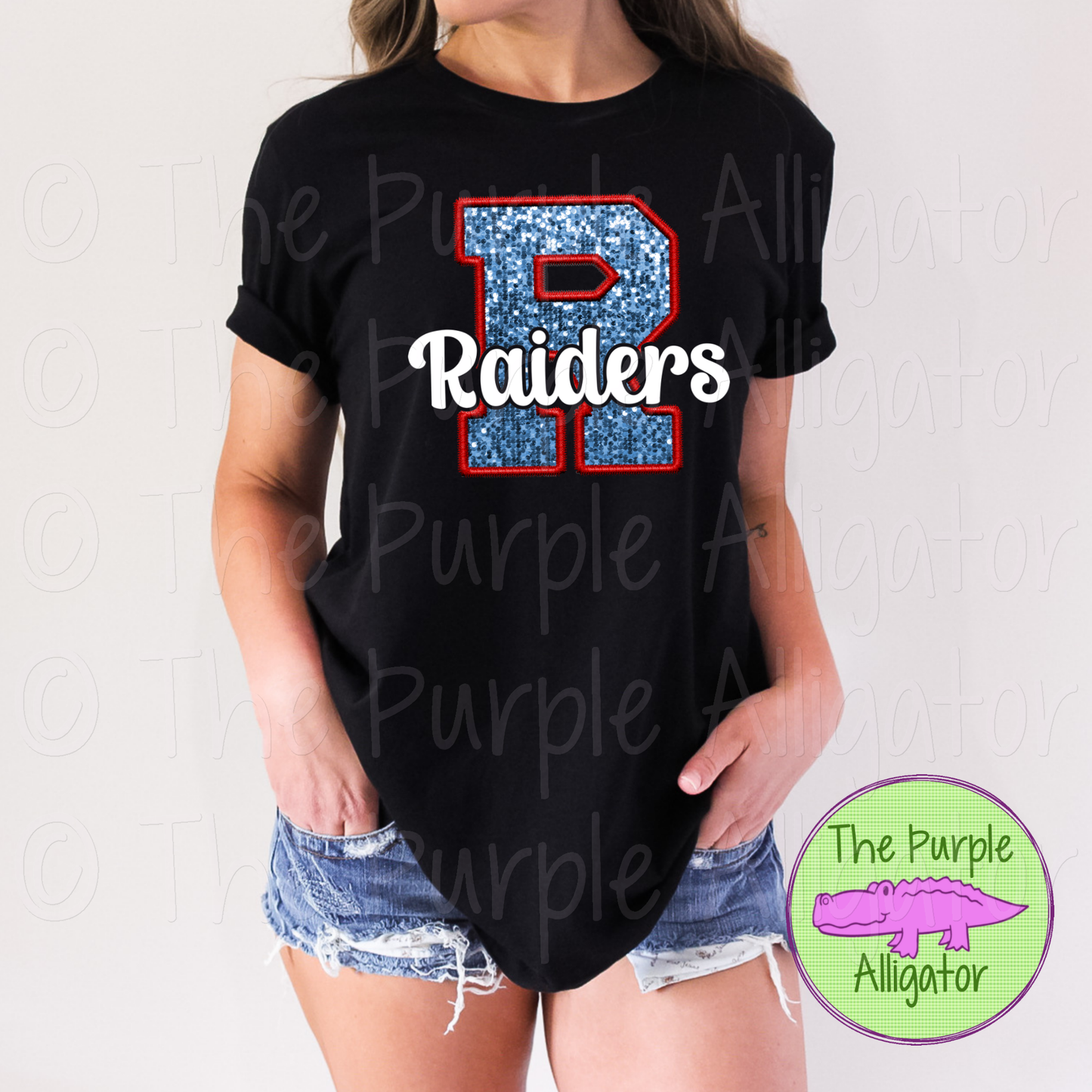 Rockledge R Raiders White Faux Embroidery Mascot School Spirit (d2f TPA)