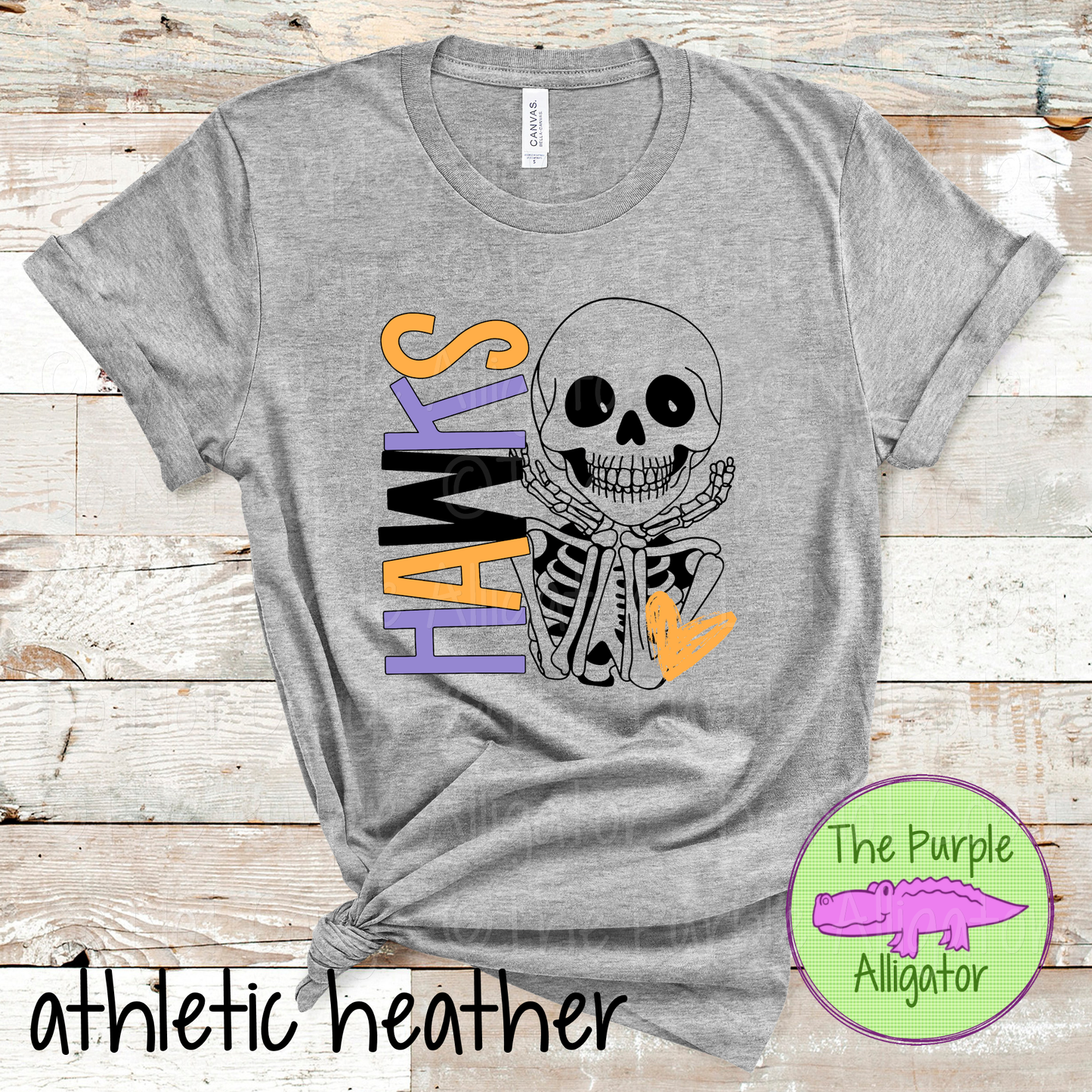 Hawks Smiley Bones - Halloween Spirit Wear Skeleton Design - Cute Spooky School Shirt - 0925 (d2f TPA)