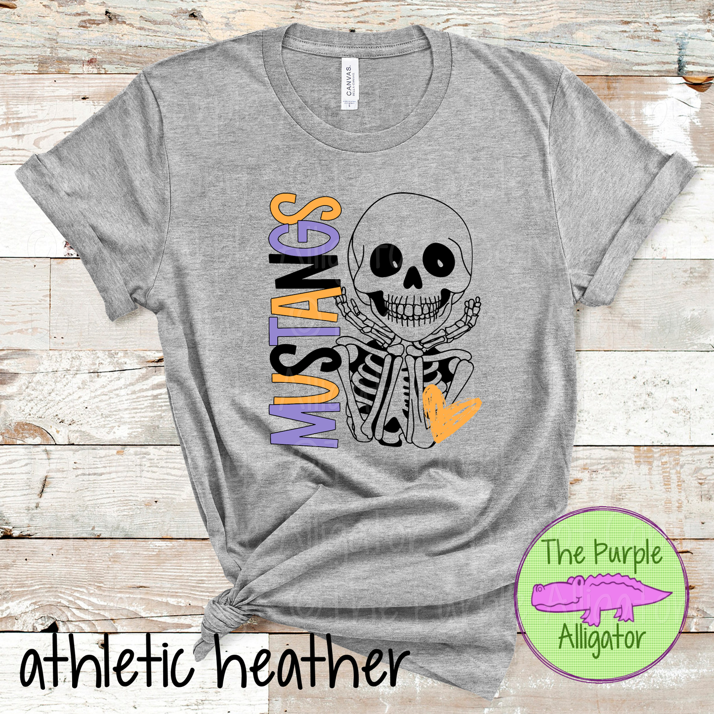 Mustangs Smiley Bones - Halloween Spirit Wear Skeleton Design - Cute Spooky School Shirt - 0925 (d2f TPA)