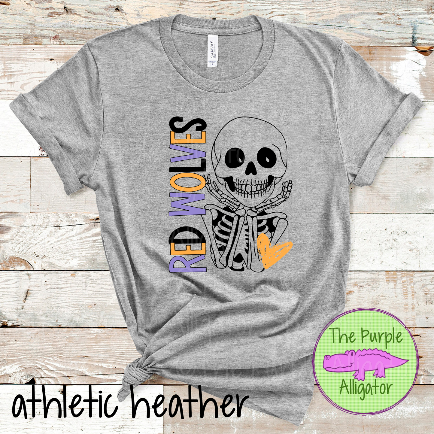 Red Wolves Smiley Bones - Halloween Spirit Wear Skeleton Design - Cute Spooky School Shirt - 0925 (d2f TPA)