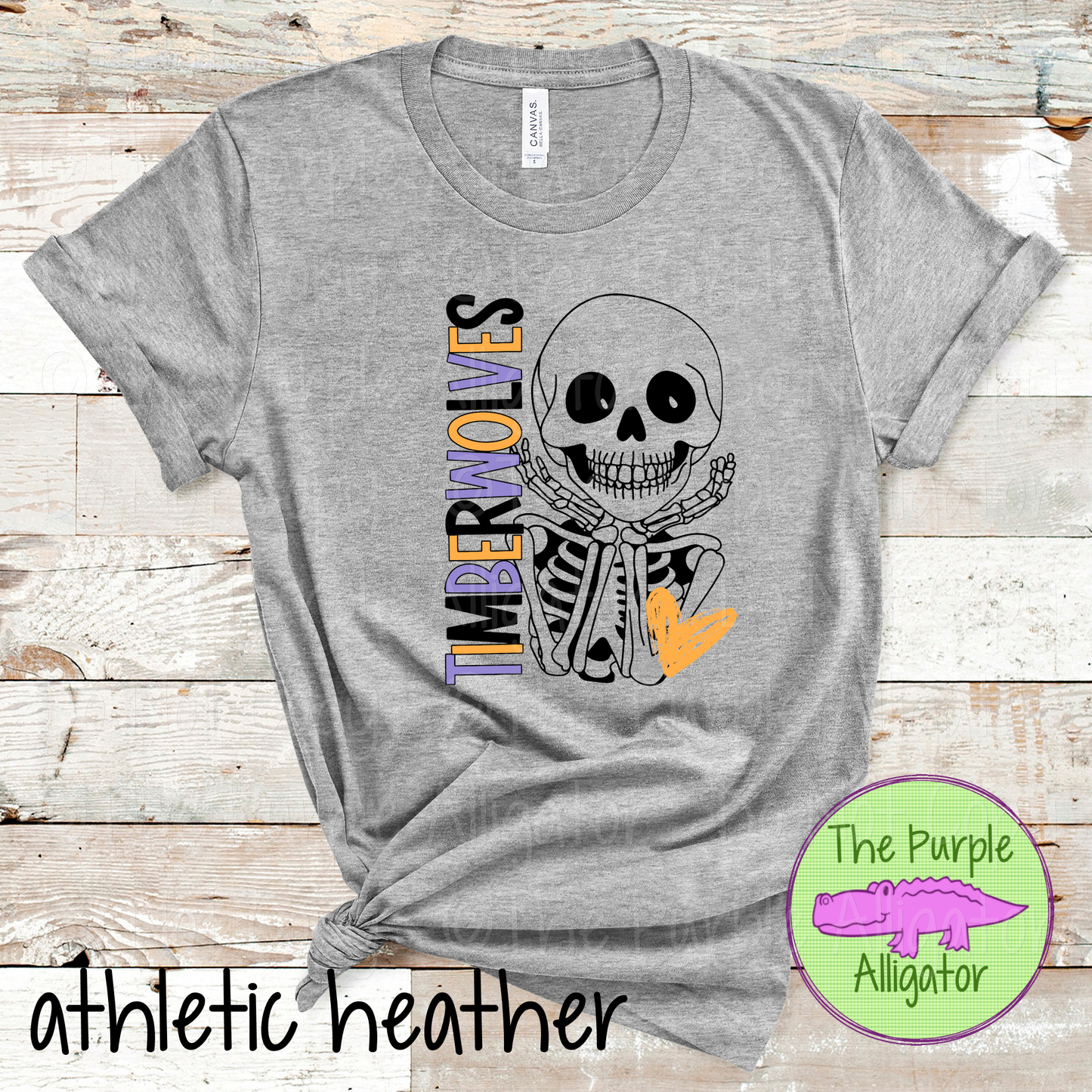 Timberwolves Smiley Bones - Halloween Spirit Wear Skeleton Design - Cute Spooky School Shirt - 0925 (d2f TPA)