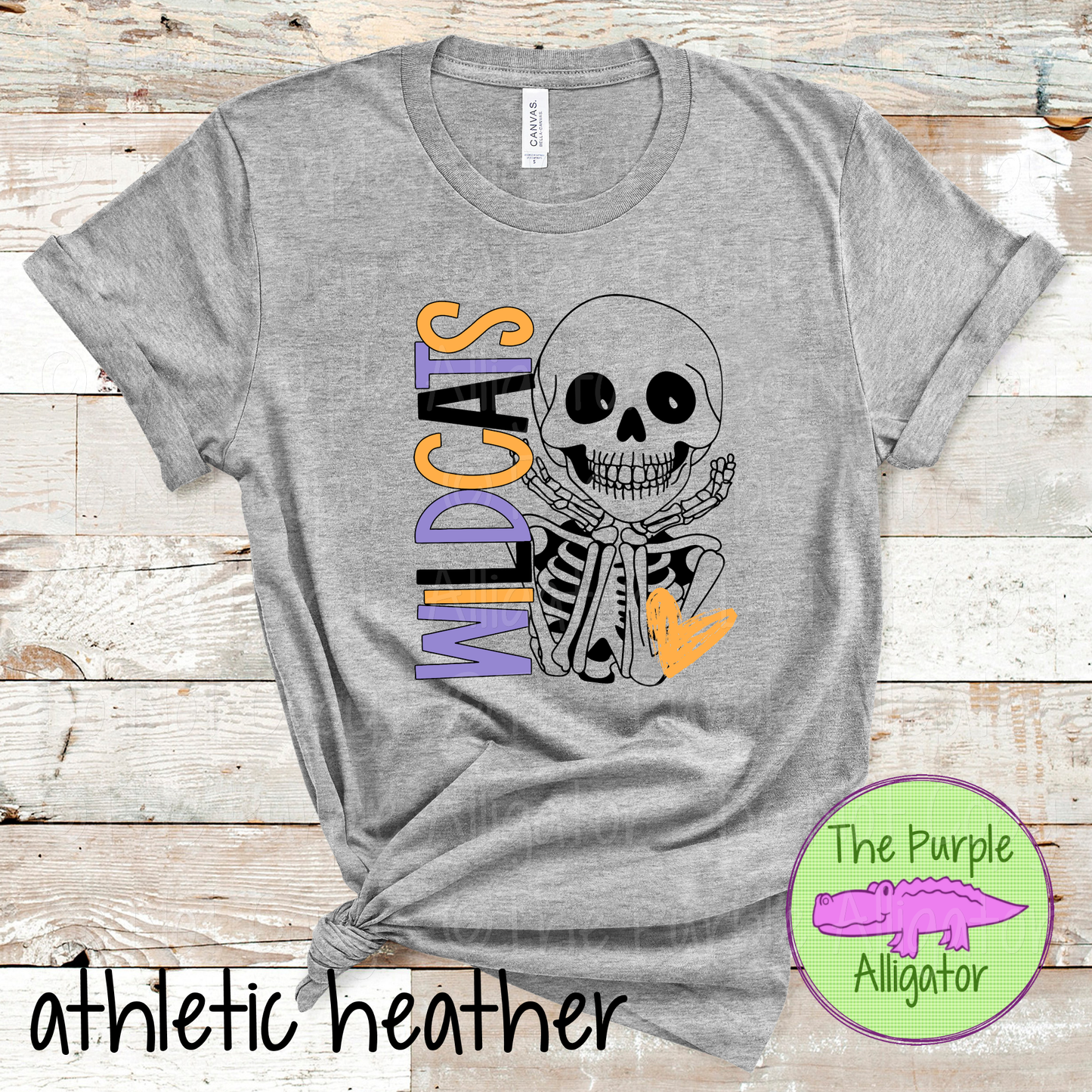 Wildcats Smiley Bones - Halloween Spirit Wear Skeleton Design - Cute Spooky School Shirt - 0925 (d2f TPA)