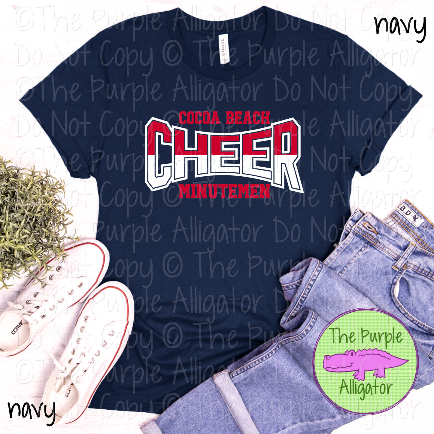 Cocoa Beach Minutemen Cheer Curve SC19 Mascot School Spirit Wear Team Swag - CHOOSE YOUR DESIGN COLORS - 0625 (d2f TPA)