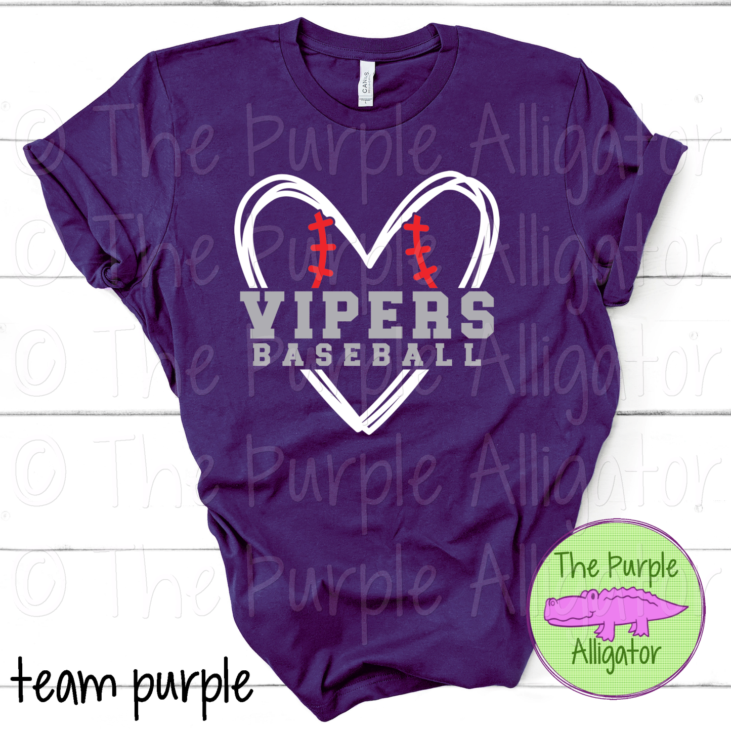 Vipers Baseball SC30 Mascot School Spirit - CHOOSE YOUR TEXT COLOR (d2f TPA)