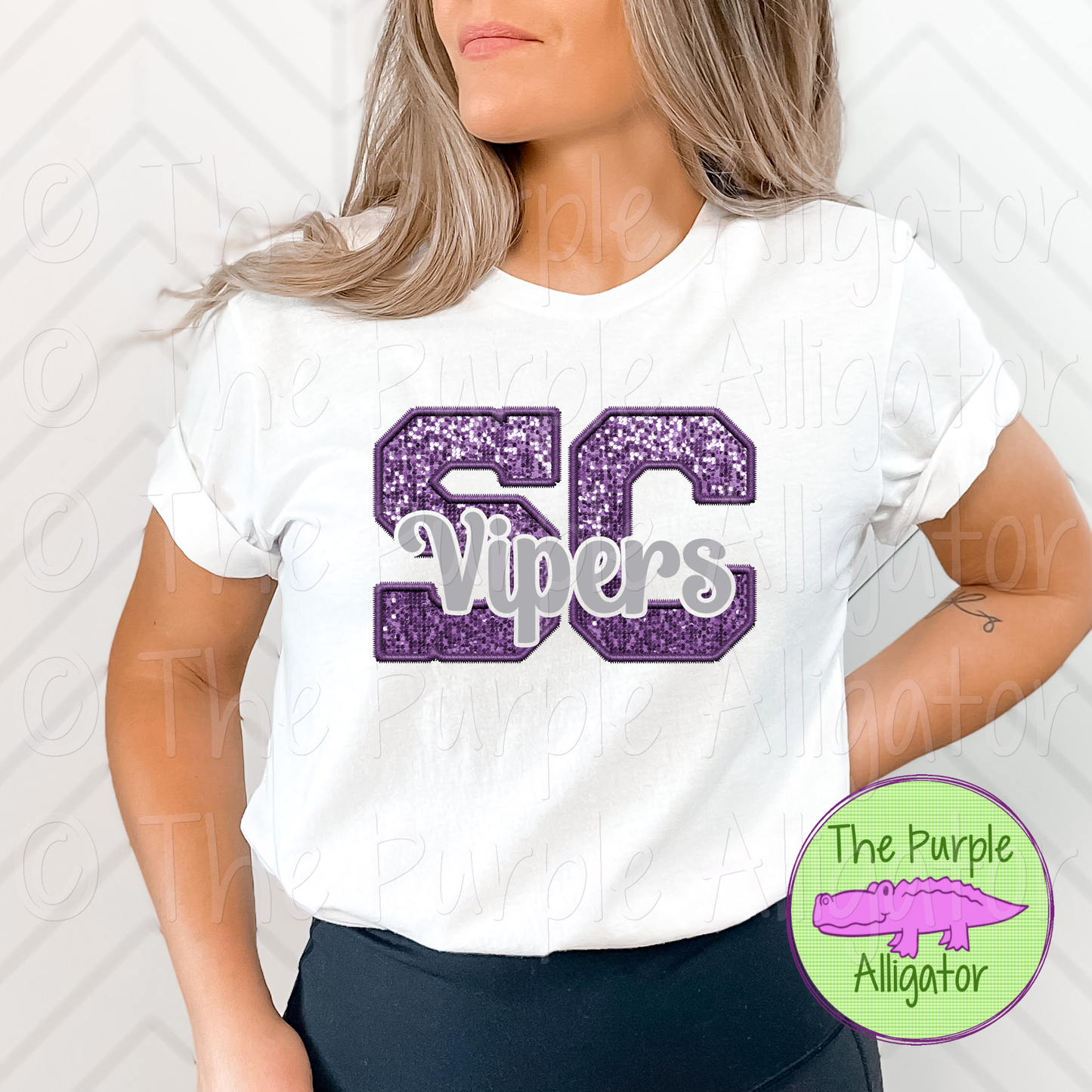 Space Coast SC Vipers Gray Faux Embroidery Mascot School Spirit (d2f TPA)