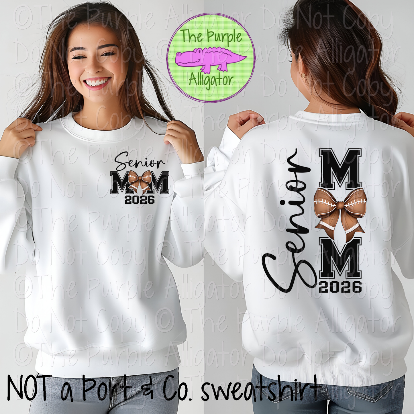 Senior Football Mom 2026 Bow | Spirit Design for Moms | Football Mom Design | Front Back Design 0225 (d2f PDF)