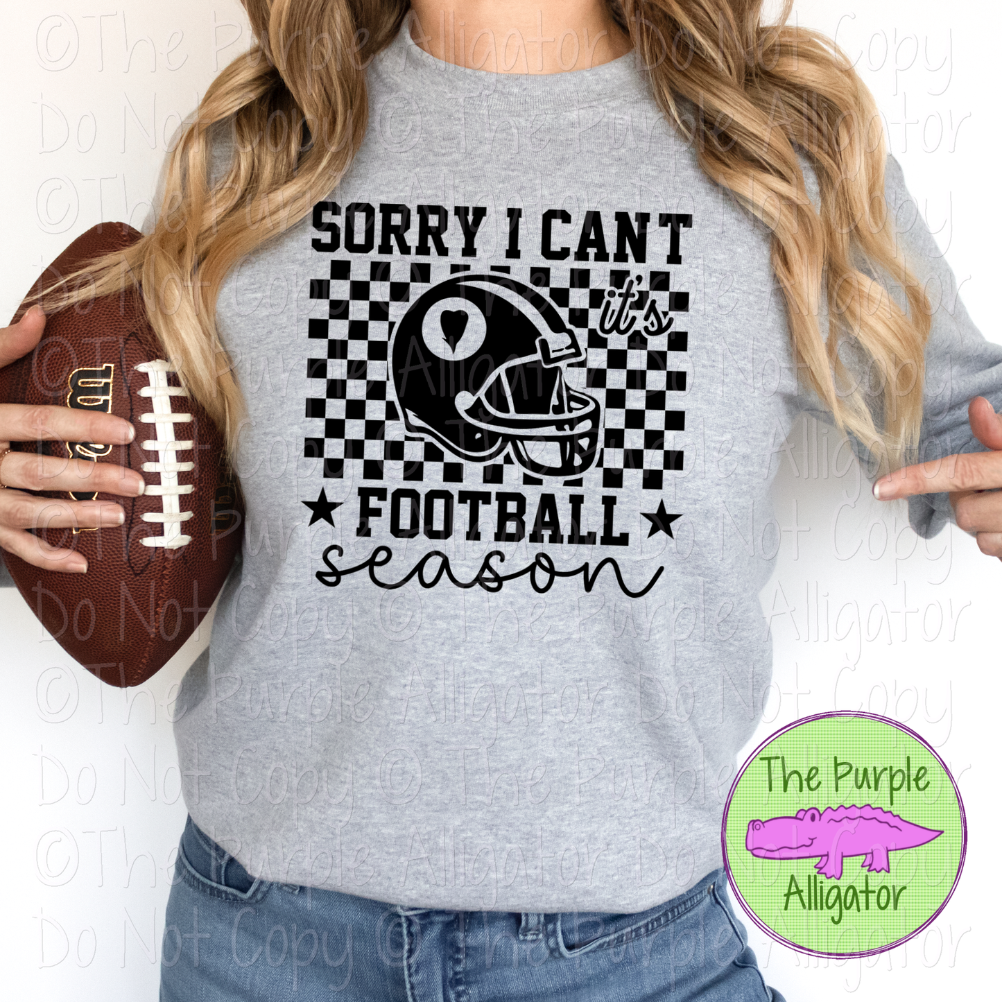 Sorry I Can’t It’s Football Season | Varsity Style Tee with Checkered Background 0725 (D2F M)