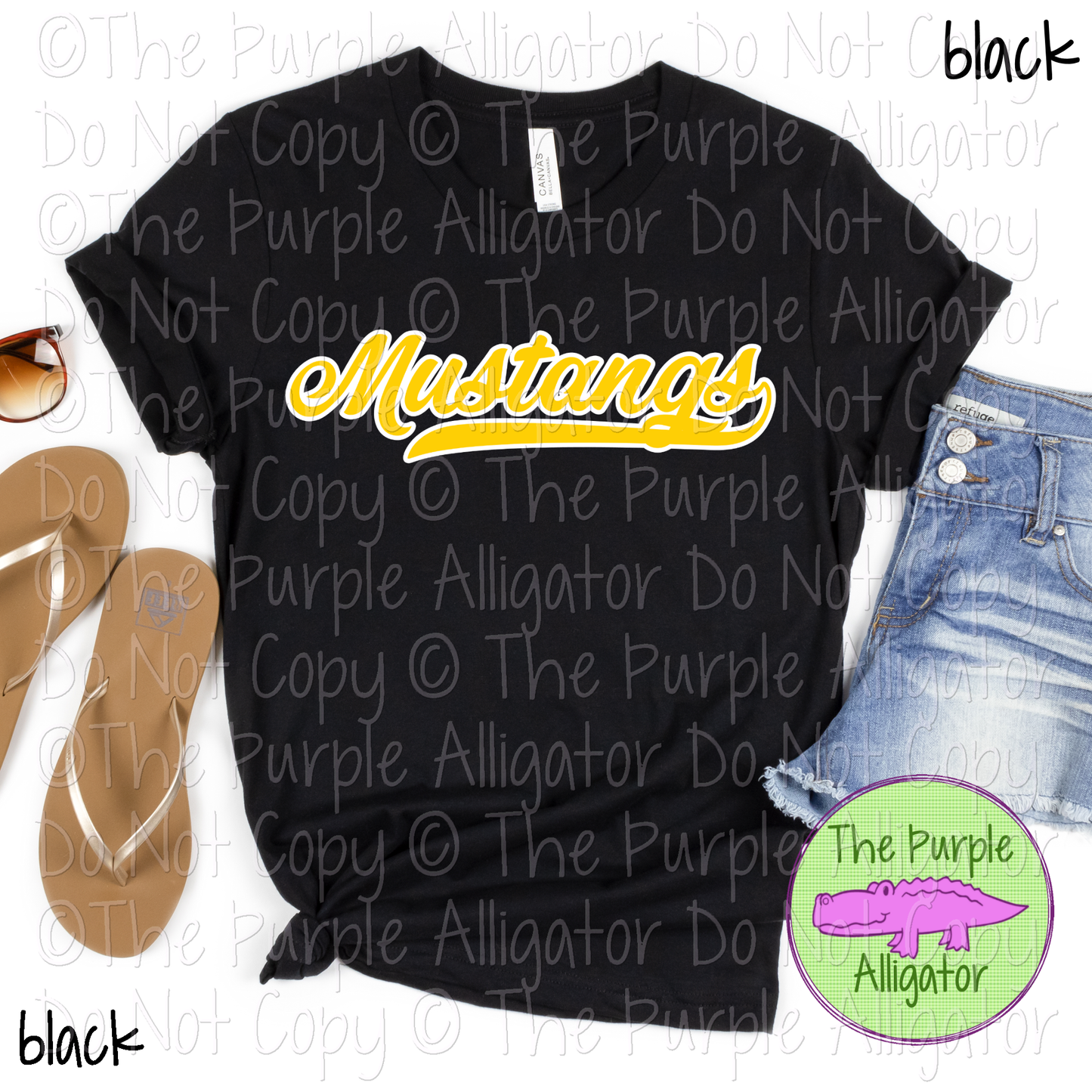 Mustangs Swash Mascot Spirit School Spirit Wear Team Swag - CHOOSE YOUR DESIGN COLORS - 0625 (d2f TPA)