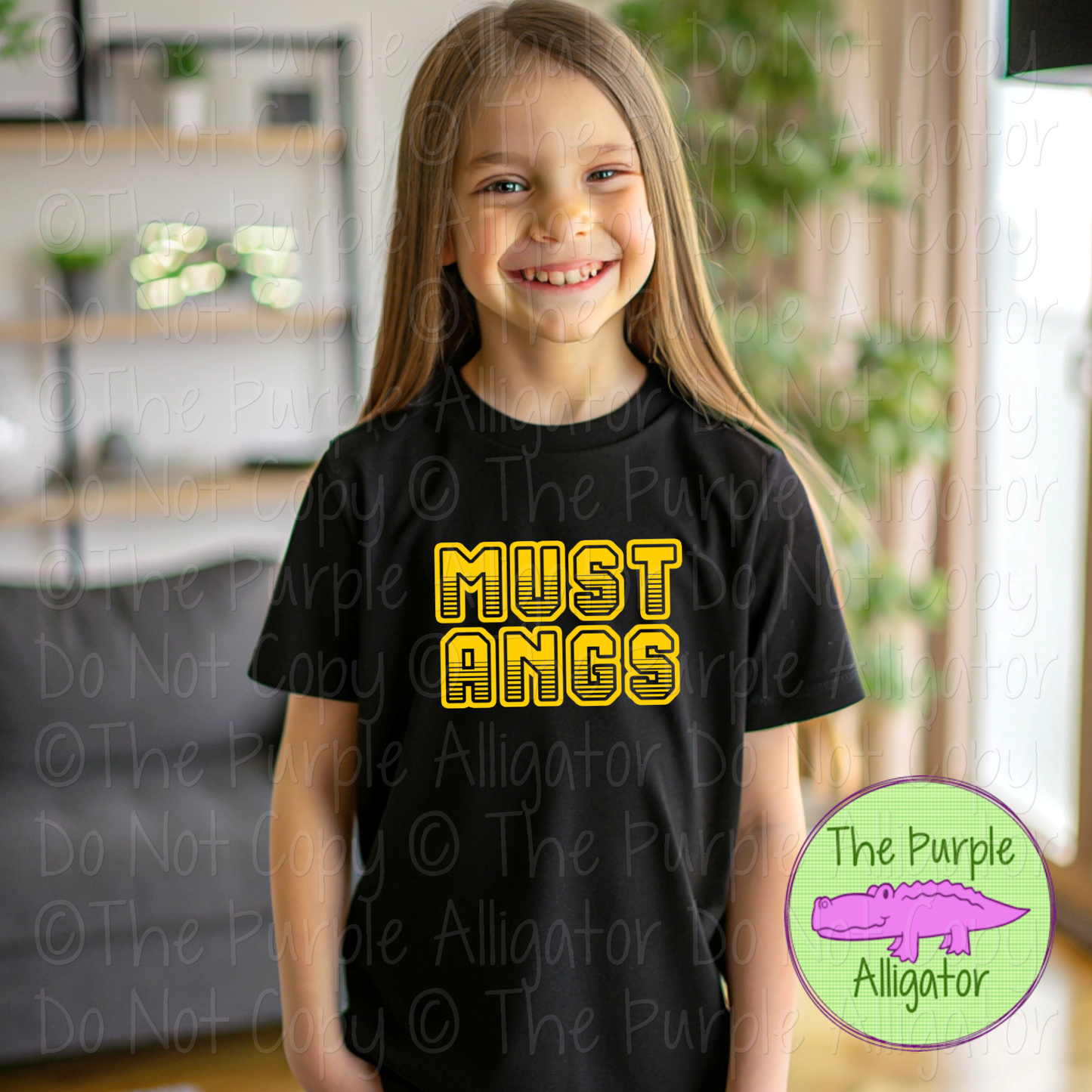 Mustangs T401 | Varsity Letter Retro Spirit Wear - CHOOSE YOUR TEXT COLOR 0725 (d2f TPA)