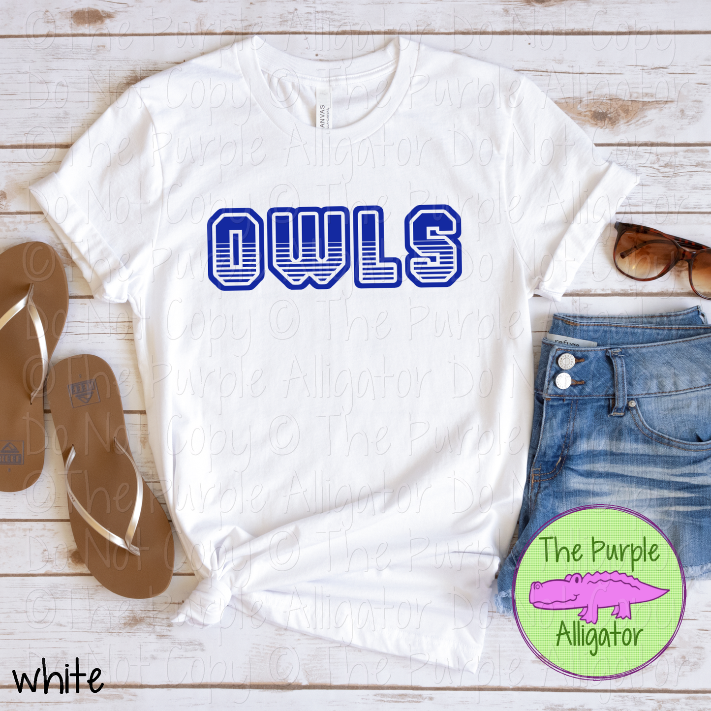 Owls T401 | Varsity Letter Retro Spirit Wear - CHOOSE YOUR TEXT COLOR 0725 (d2f TPA)