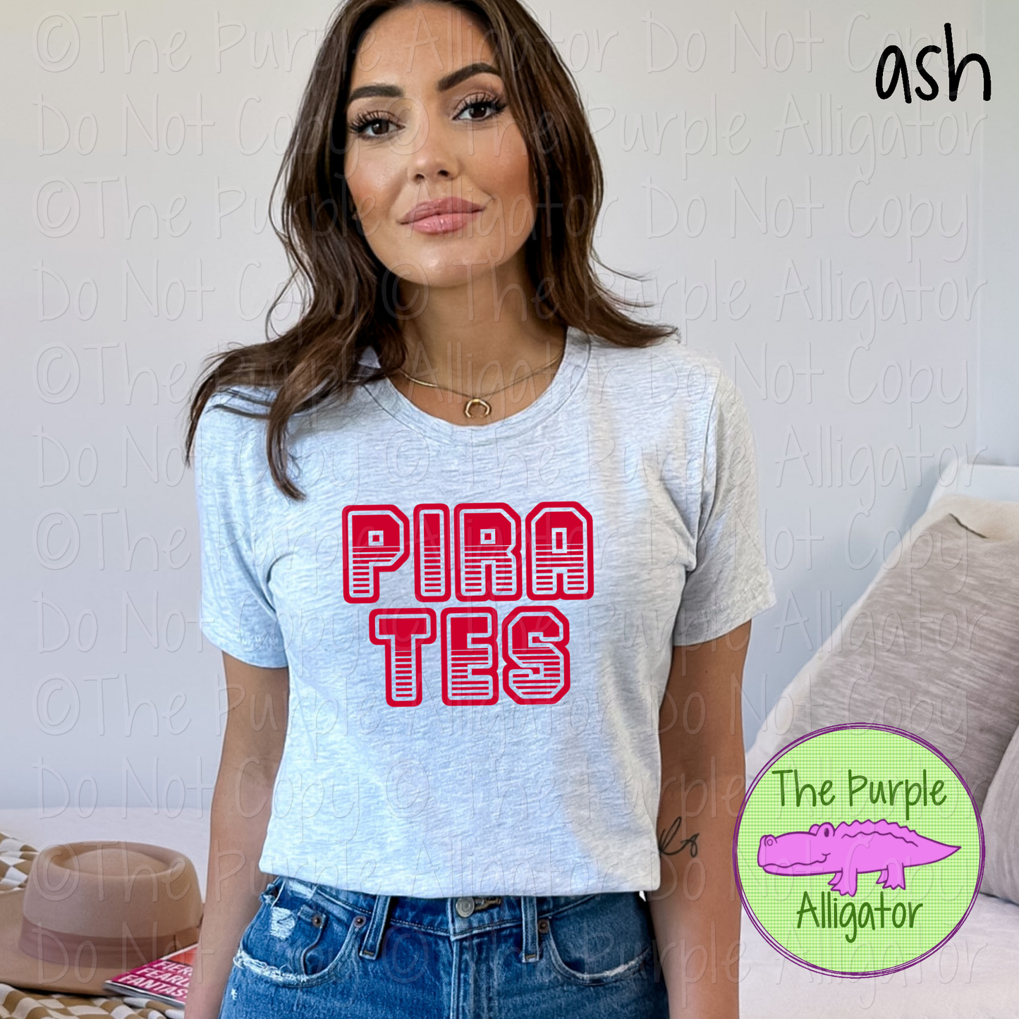 Pirates T401 | Varsity Letter Retro Spirit Wear - CHOOSE YOUR TEXT COLOR 0725 (d2f TPA)