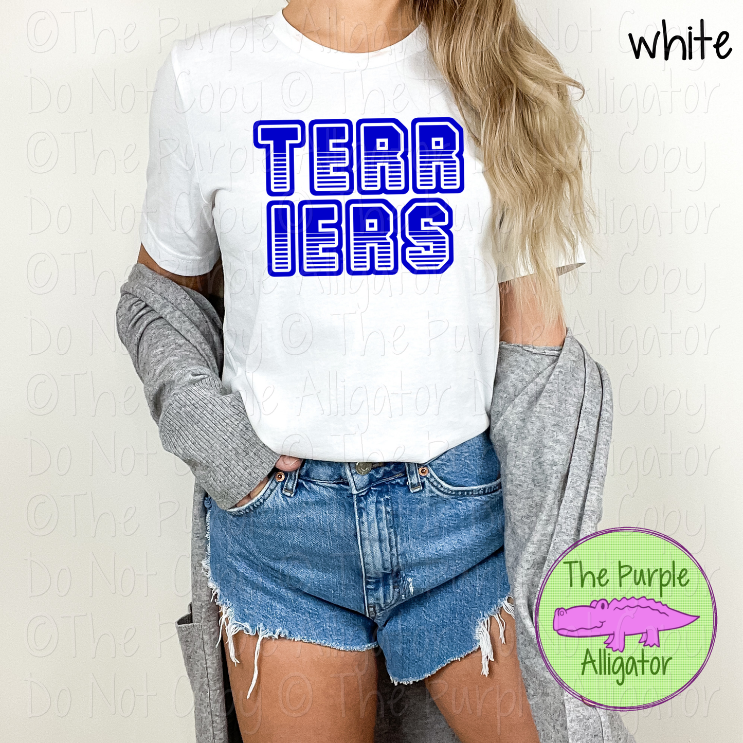Terriers T401 | Varsity Letter Retro Spirit Wear - CHOOSE YOUR TEXT COLOR 0725 (d2f TPA)