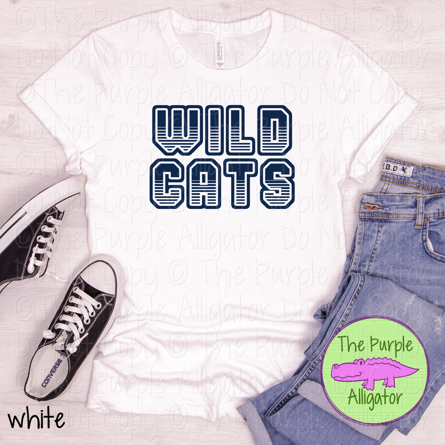 Wildcats T401 | Varsity Letter Retro Spirit Wear - CHOOSE YOUR TEXT COLOR 0725 (d2f TPA)