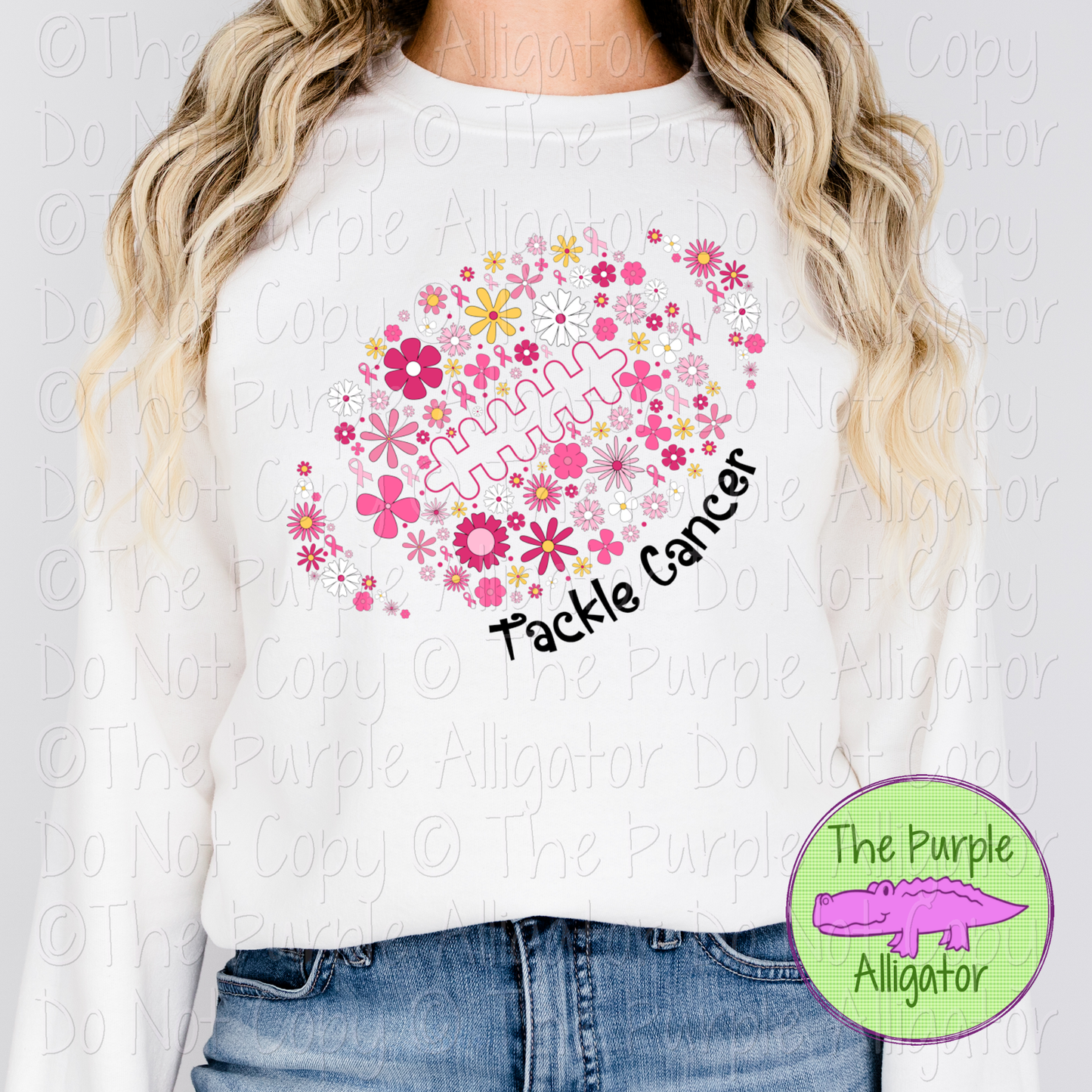 Tackle Cancer Floral Football – Breast Cancer Awareness Shirt BCA 0825 (d2f TRA)