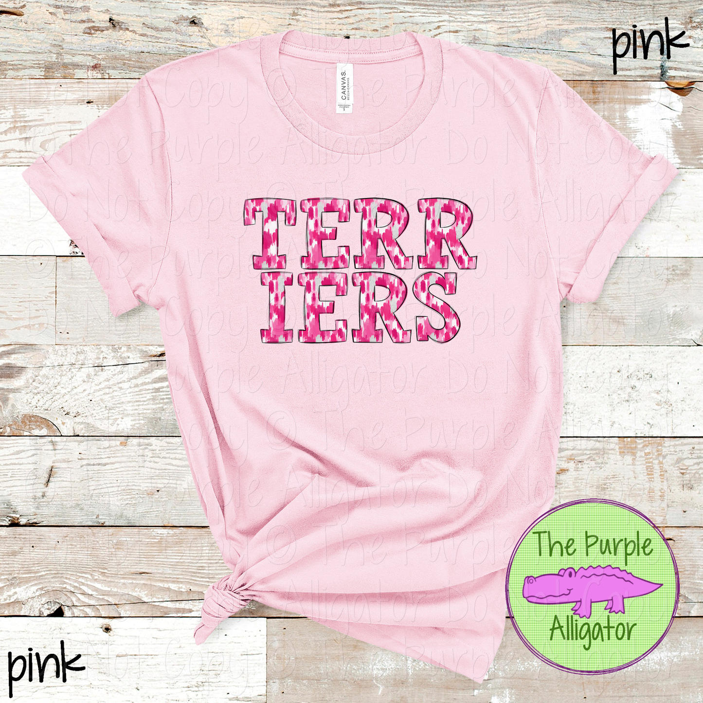 Terriers Pink Out Brush Strokes – Custom Pink Mascot Spirit Wear Breast Cancer Awareness Apparel 0726 TPA